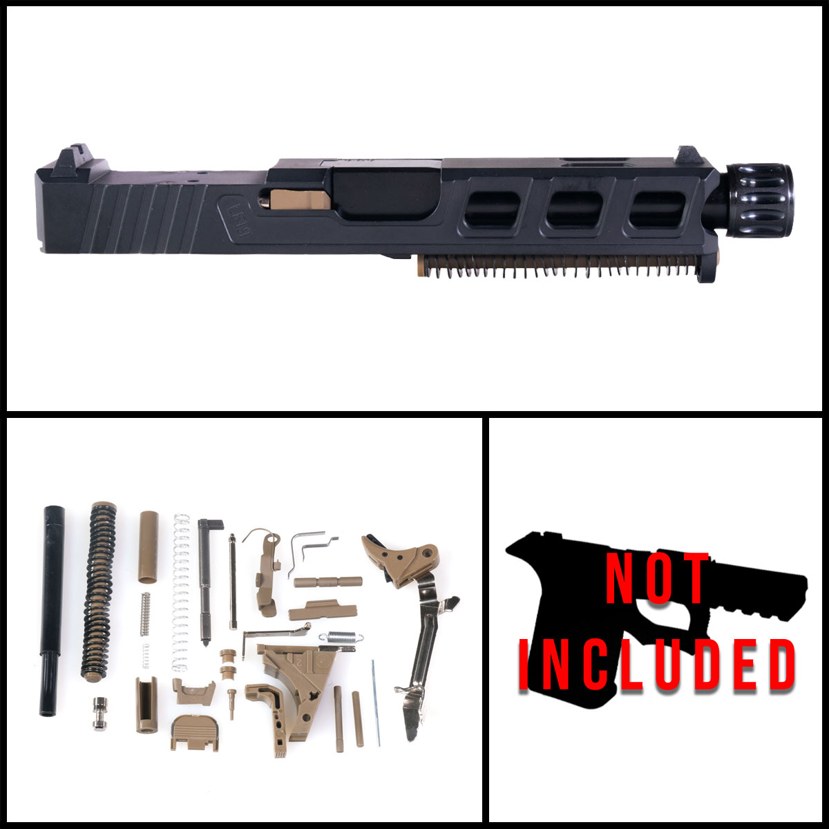 MMC 'Mud Flap' 9mm Full Pistol Build Kit (Everything Minus Frame) - Glock 19 Gen 1-3 Compatible