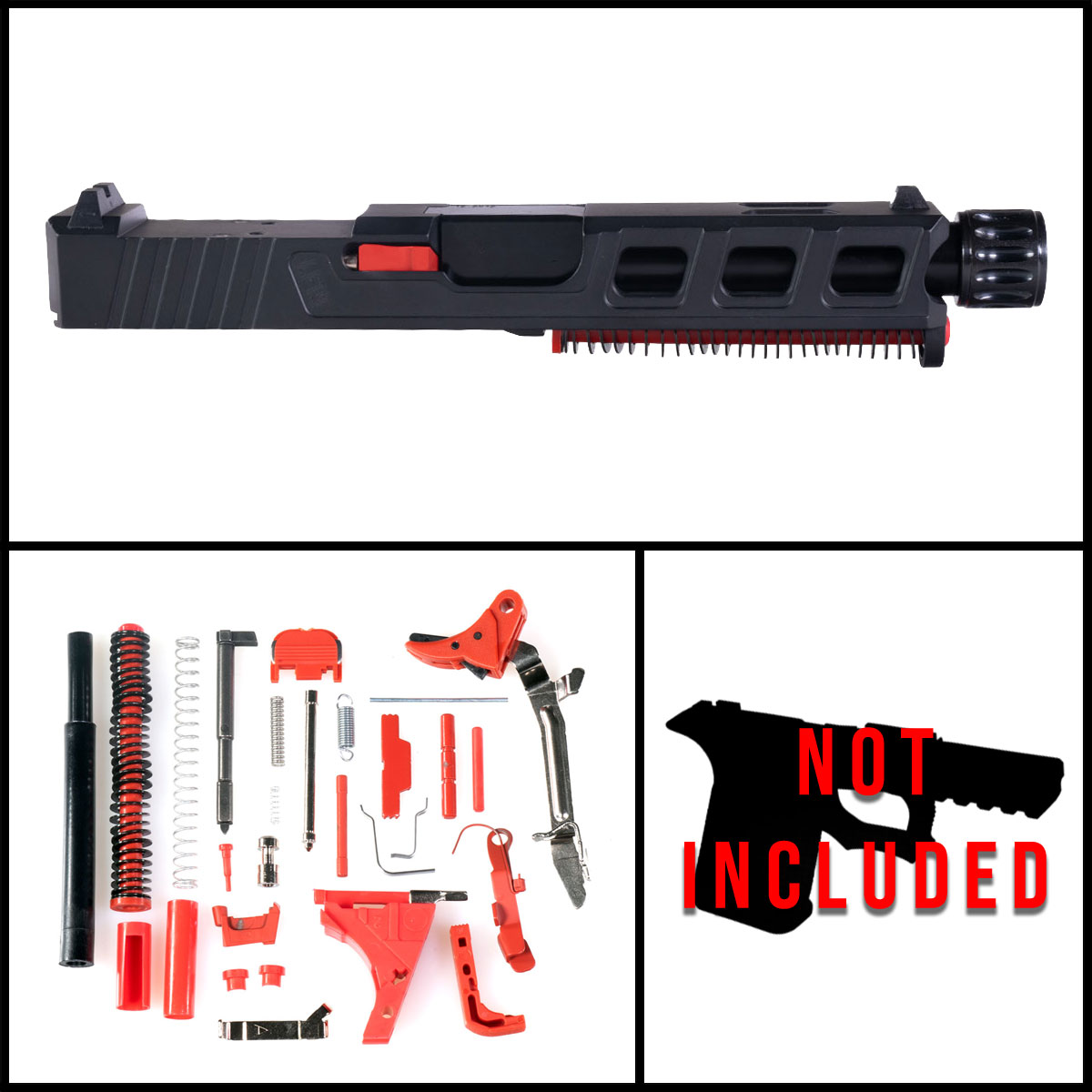 OTD 'Redwood' 9mm Full Pistol Build Kit (Everything Minus Frame) - Glock 19 Gen 1-3 Compatible