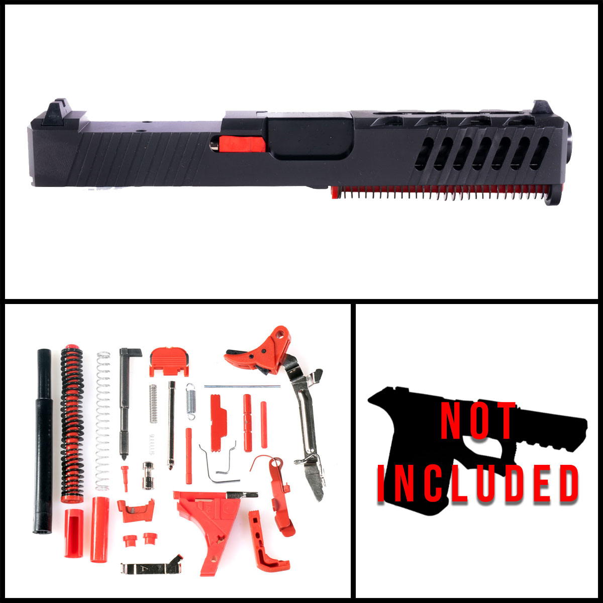 DD 'Red Tide' 9mm Full Pistol Build Kit (Everything Minus Frame) - Glock 19 Gen 1-3 Compatible