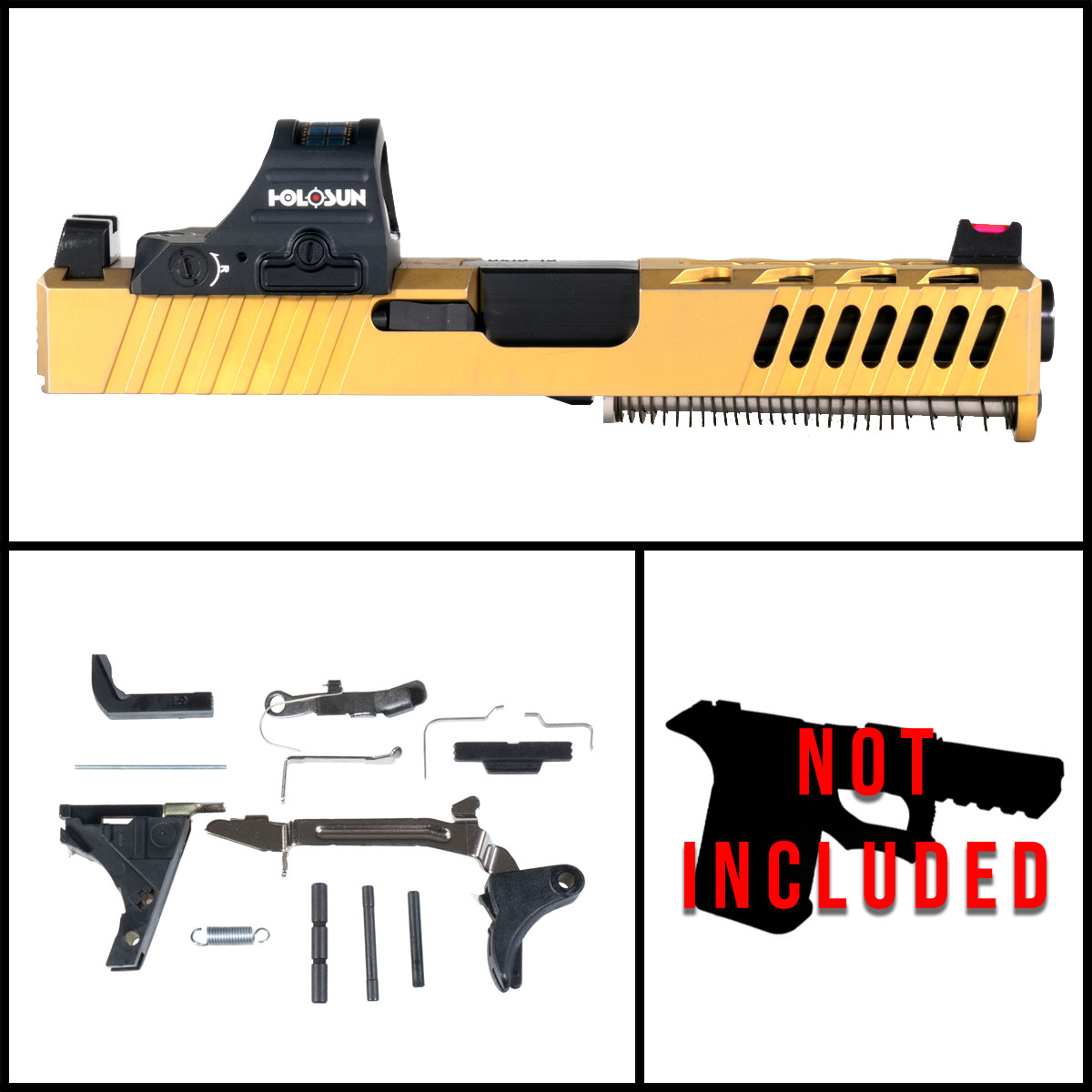 DTT 'Aurum' 9mm Full Pistol Build Kit (Everything Minus Frame) - Glock 19 Compatible