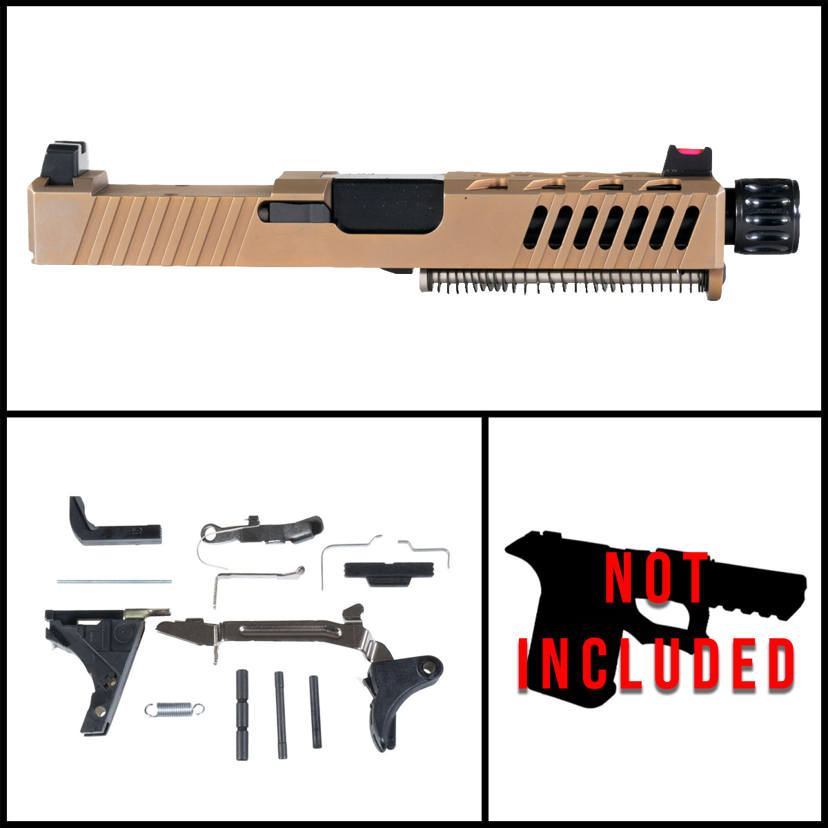 DTT 'RUST' 9mm Full Pistol Build Kit (Everything Minus Frame) - Glock 19 Compatible