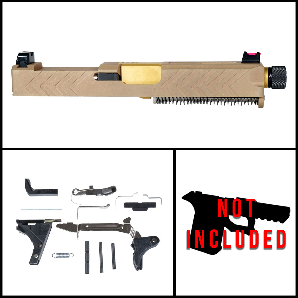 DTT 'Flaco' 9mm Full Pistol Build Kits (Everything Minus Frame) - Glock 19 Gen 1-3 Compatible