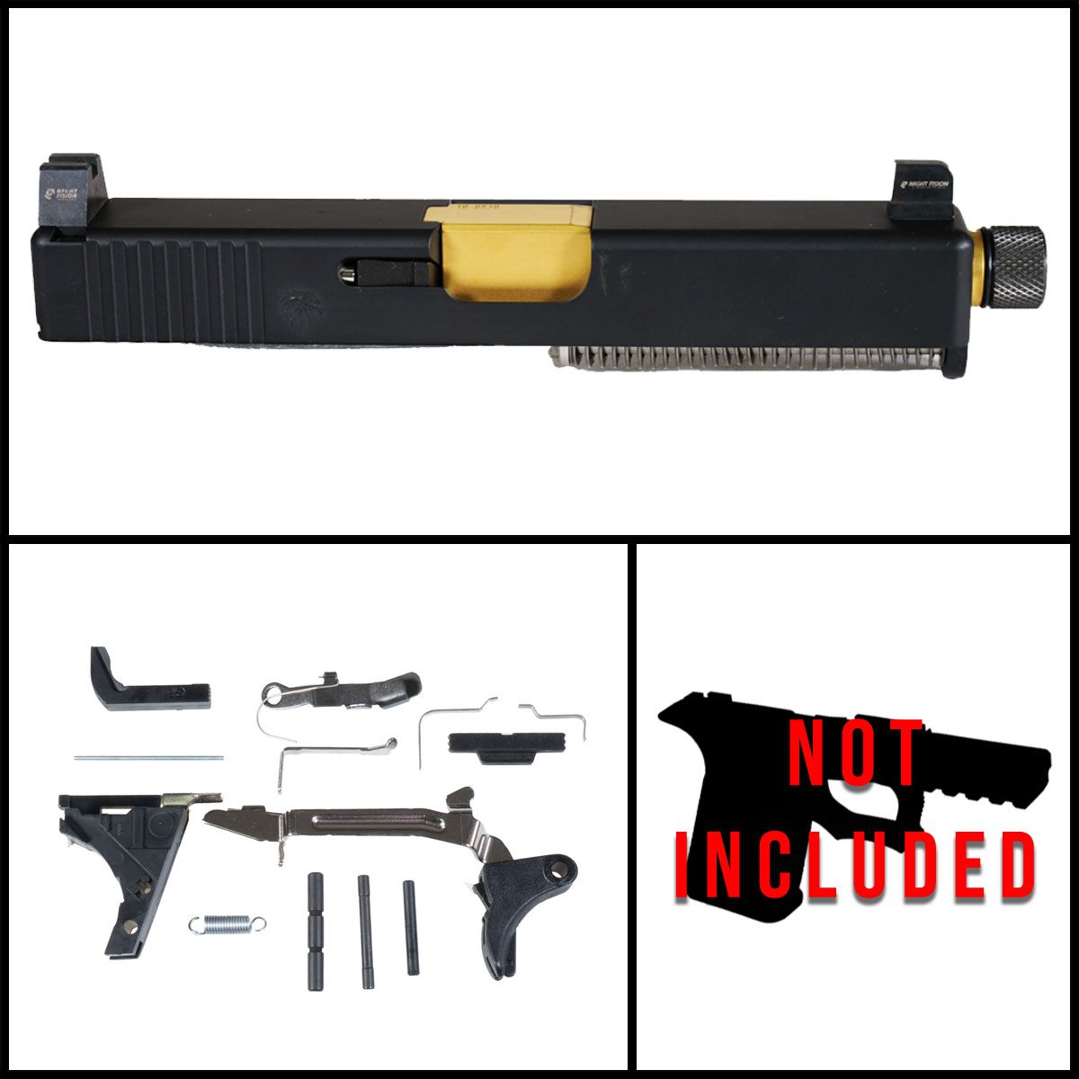 DTT 'Turbulent' 9mm Full Pistol Build Kit (Everything Minus Frame) - Glock 19 Gen 1-3 Compatible