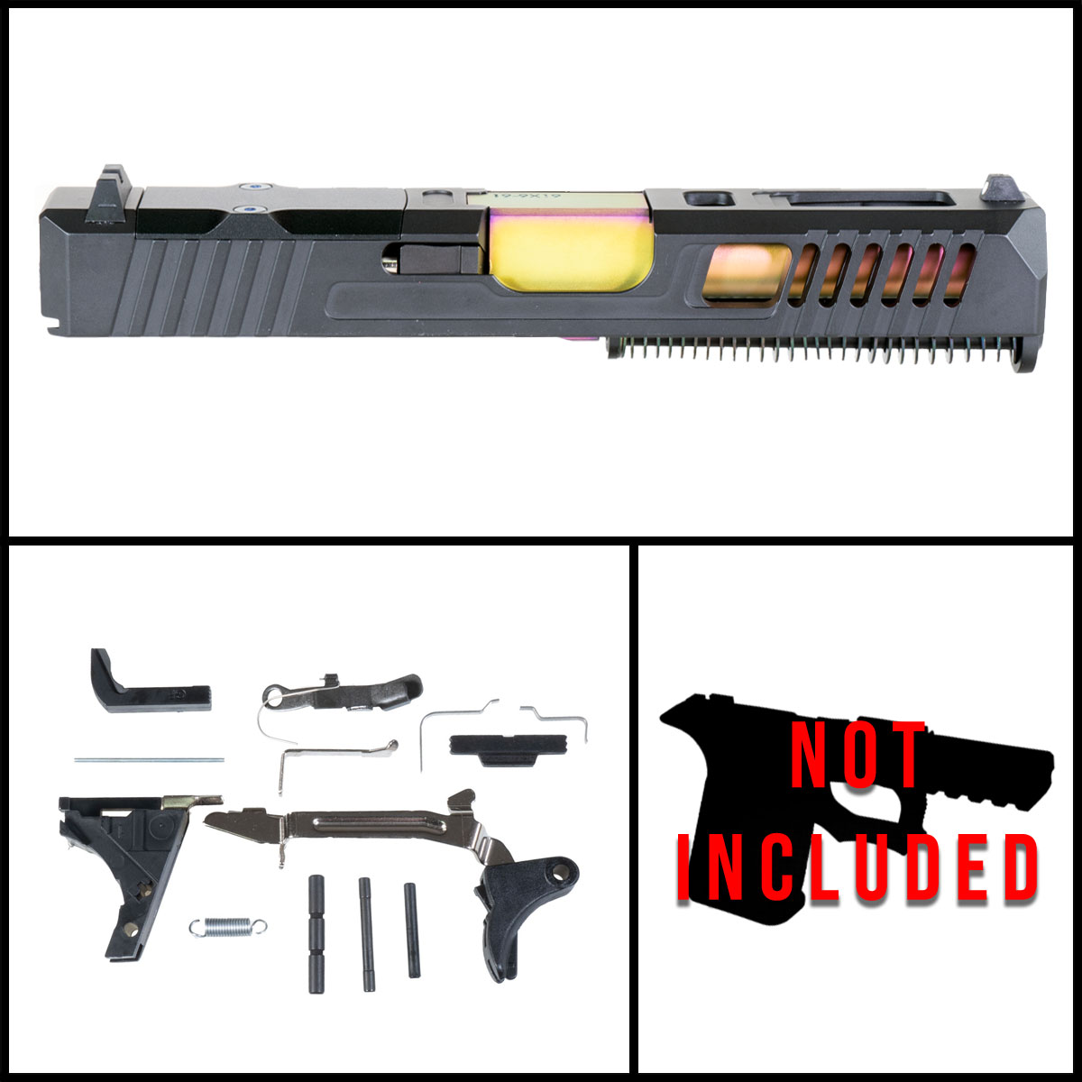 DTT 'Time Cube' 9mm Full Pistol Build Kits (Everything Minus Frame) - Glock 19 Gen 1-3 Compatible