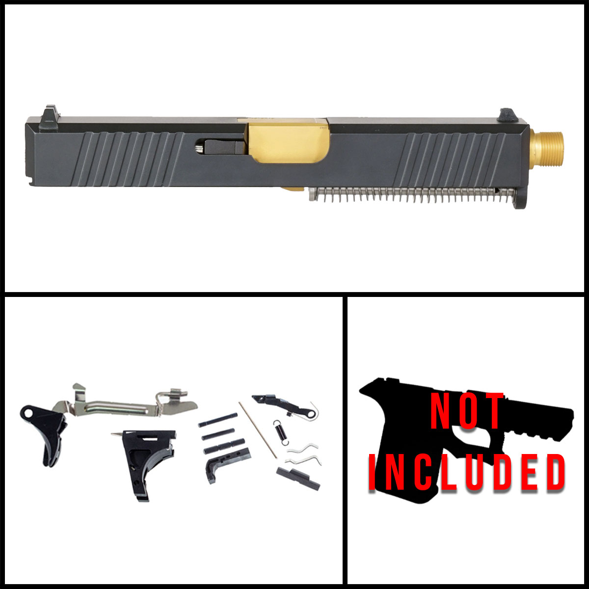 DTT 'Oakley' 9mm Full Pistol Build Kit (Everything Minus Frame) - Glock 19 Gen 1-3 Compatible