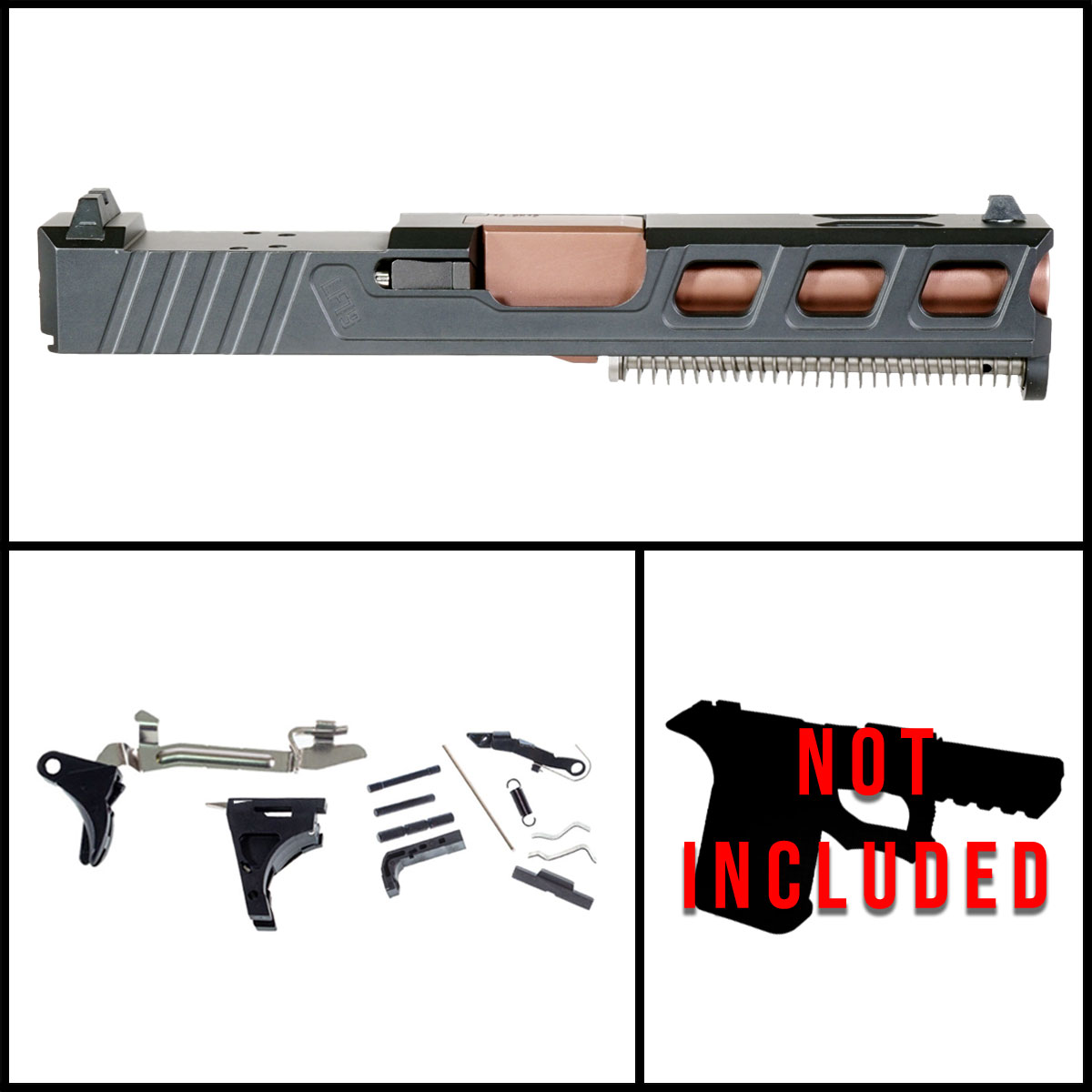 DTT 'Occam's Razor' 9mm Full Pistol Build Kit (Everything Minus Frame) - Glock 19 Gen 1-3 Compatible
