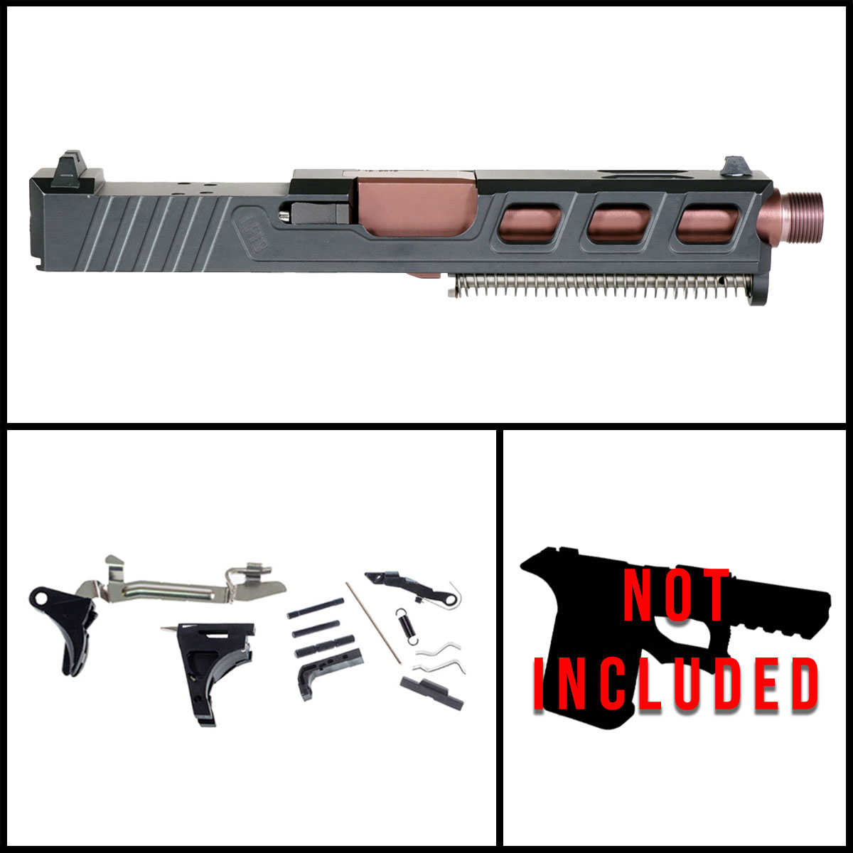 DTT 'Radioactive Waters' 9mm Full Pistol Build Kit (Everything Minus Frame) - Glock 19 Gen 1-3 Compatible