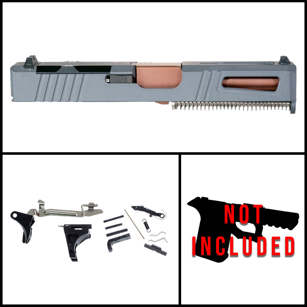 DD 'Red Top' 9mm Full Pistol Build Kit (Everything Minus Frame) - Glock 19 Gen 1-3 Compatible