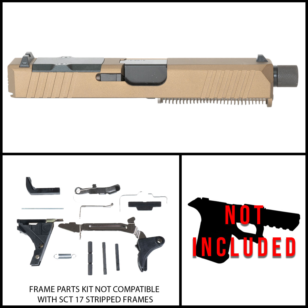DTT Customs Eorl Glock 19 Compatible Full Pistol Build Kit (Everything Minus Frame)