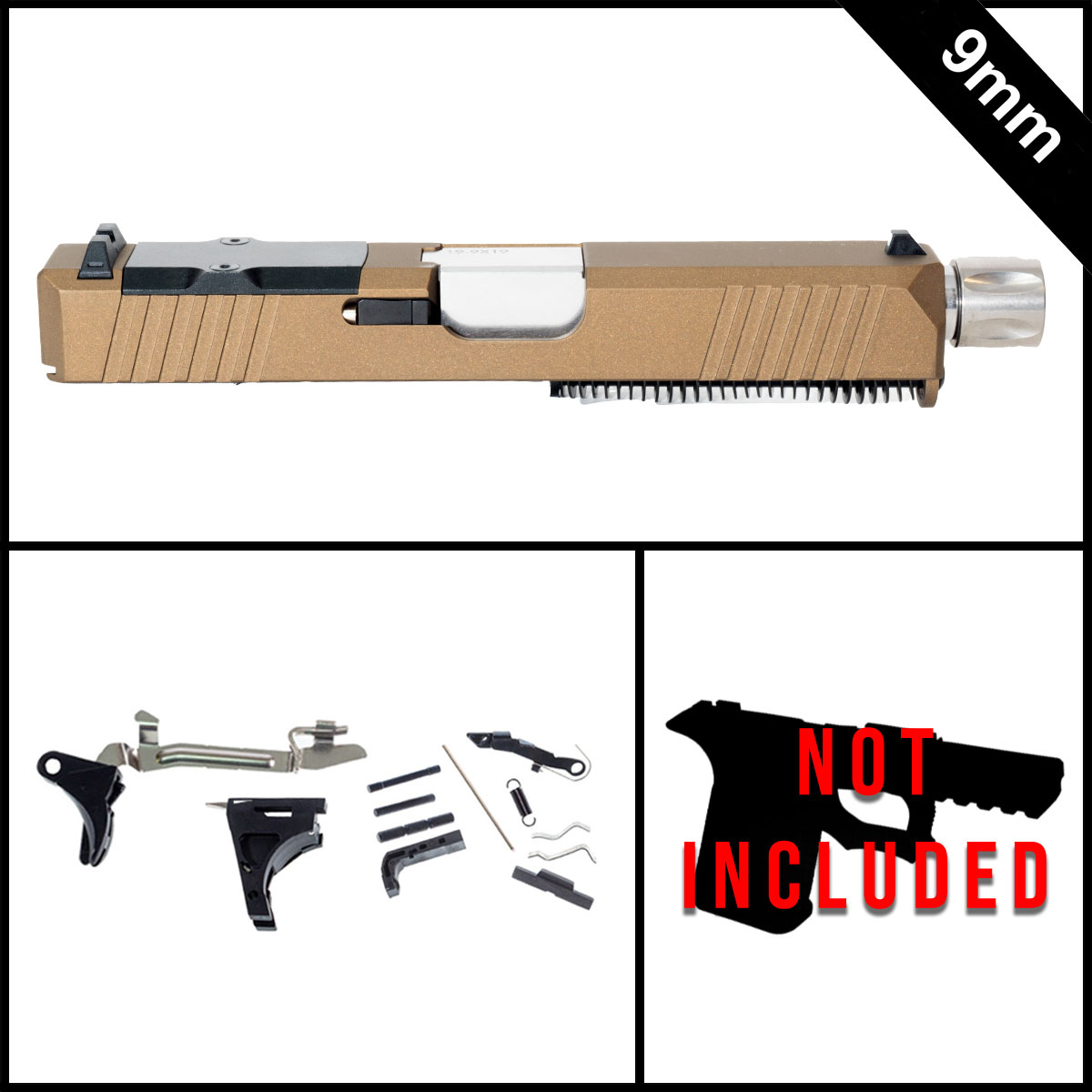 DTT Customs Limlight Glock 19 Compatible Full Pistol Build Kit (Everything Minus Frame)