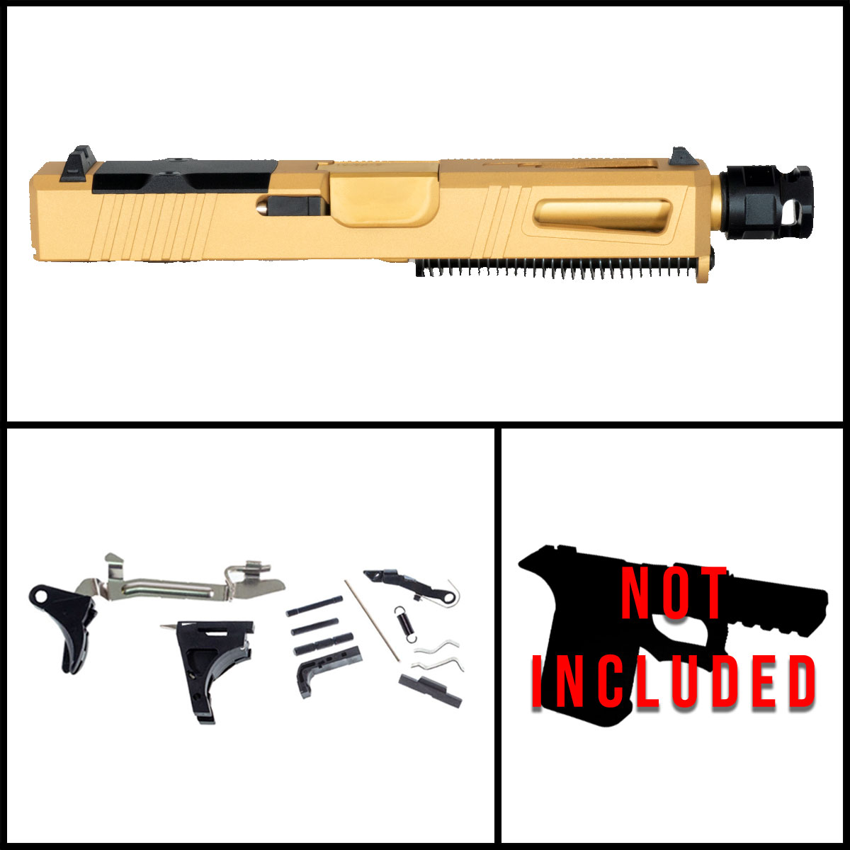 DTT Stiffler MFG 24K Magic Glock 19 Compatible Full Pistol Build Kit (Everything Minus Frame)