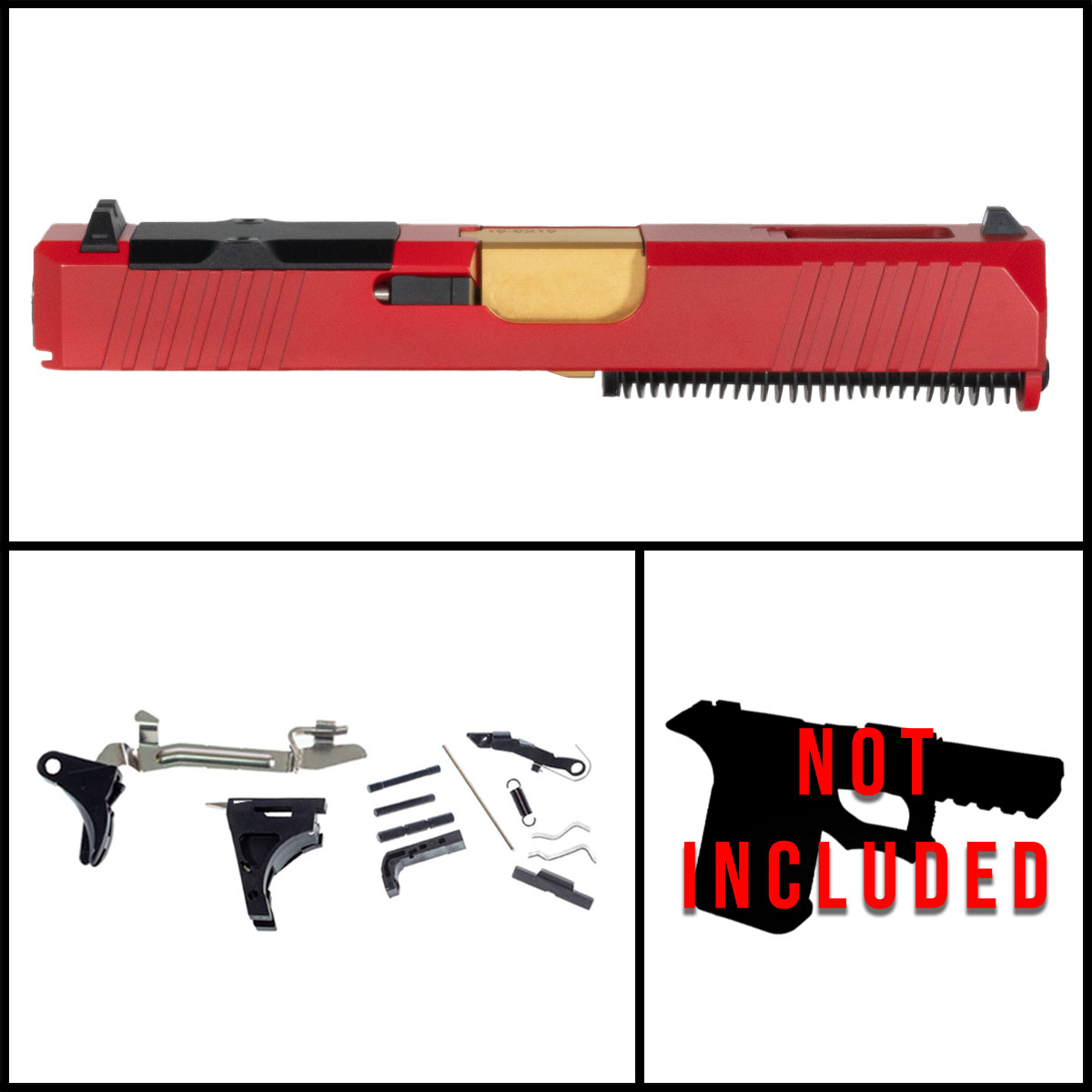 DTT Stiffler MFG Cherry Bang Glock 19 Compatible Full Pistol Build Kit (Everything Minus Frame)