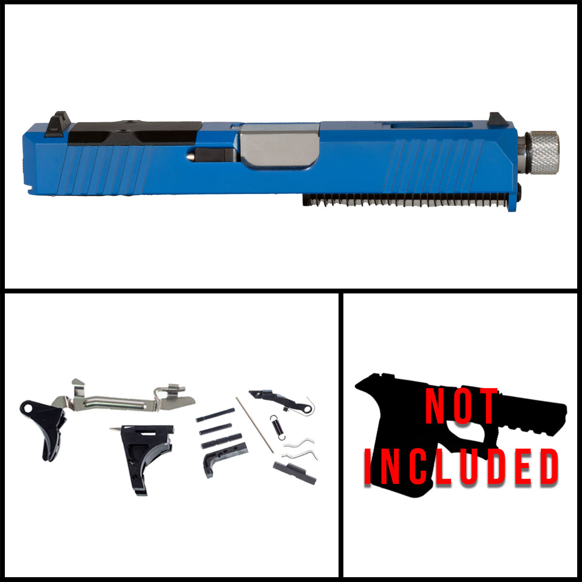 DTT Customs Stiffler MFG Bluewire Glock 19 Compatible Full Pistol Build Kit (Everything Minus Frame)