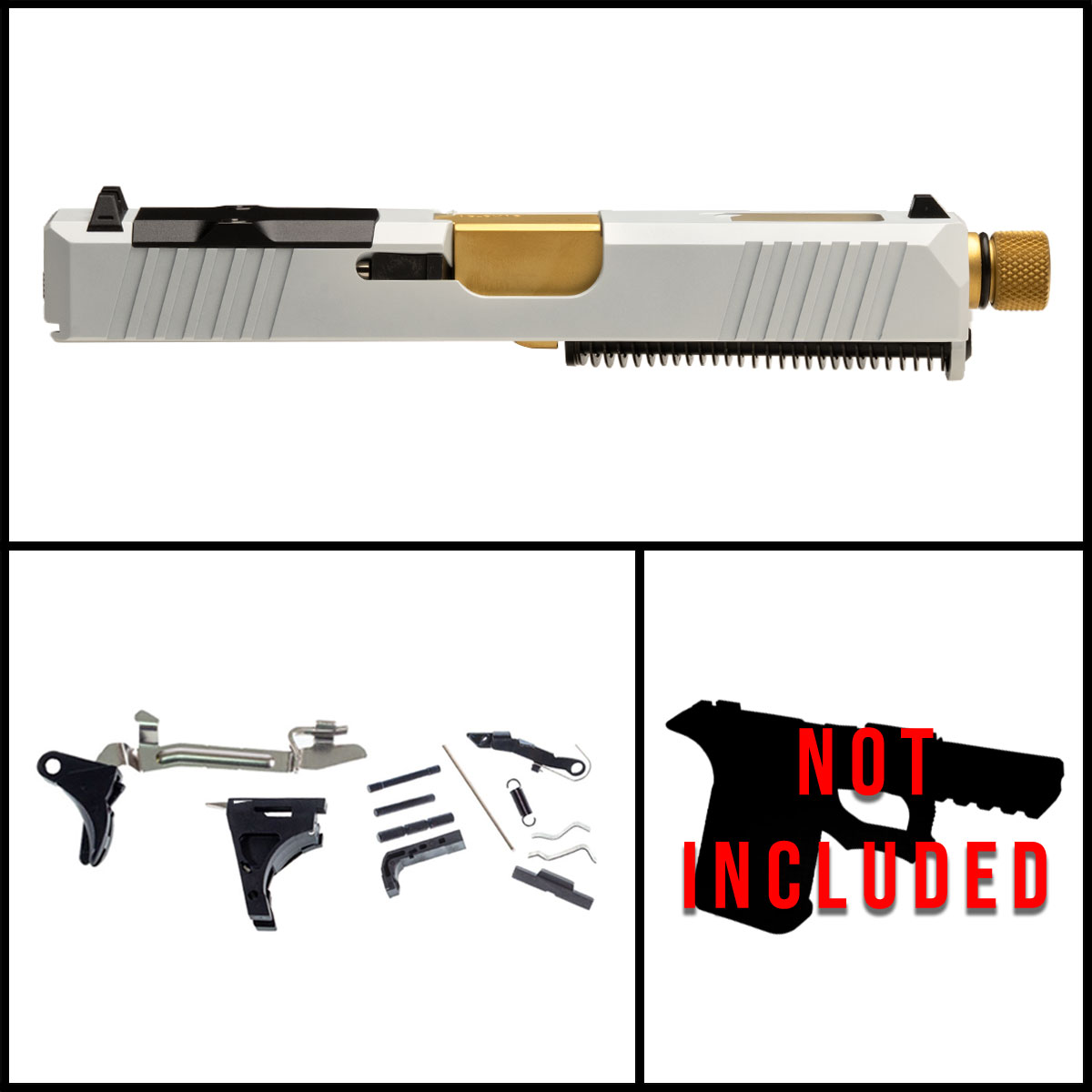 DTT Stiffler MFG Snowpiercer Glock 19 Compatible Full Pistol Build Kit (Everything Minus Frame)