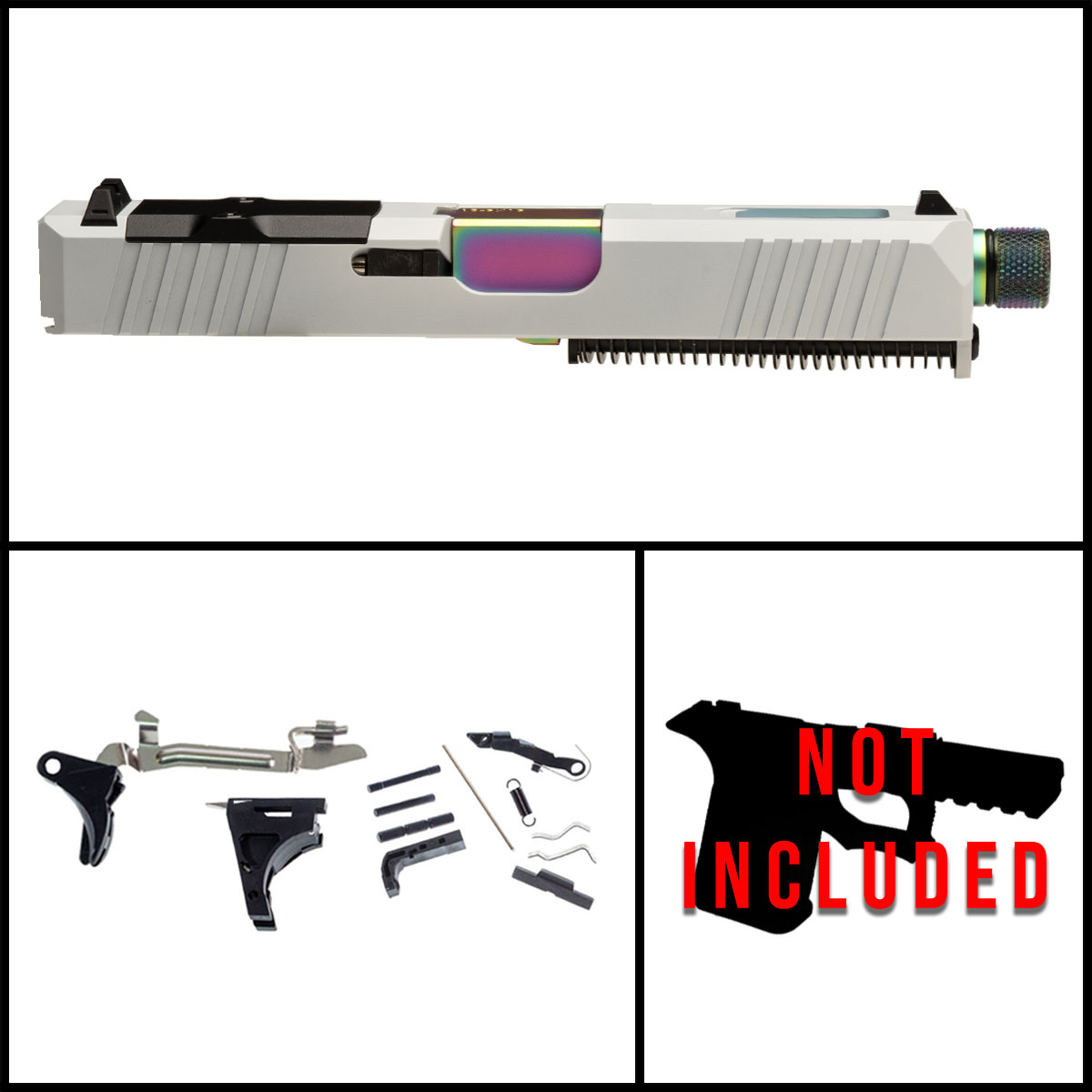 DTT Stiffler MFG Ivory Collapse Glock 19 Compatible Full Pistol Build Kit (Everything Minus Frame)