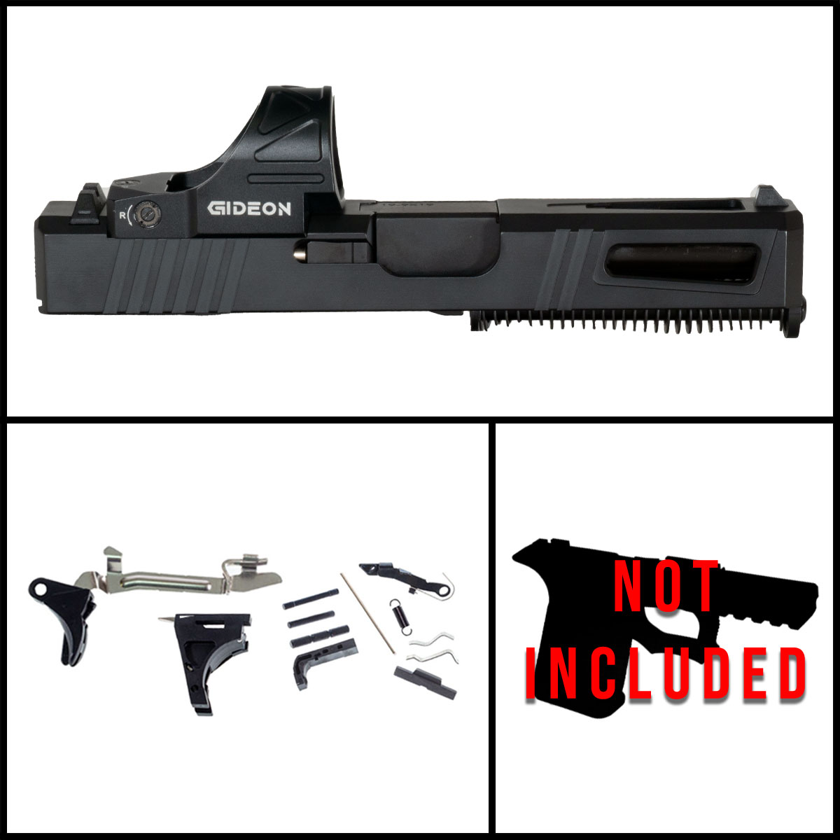 DTT Stiffler MFG Lonely Hill Glock 19 Compatible Full Pistol Build Kit (Everything Minus Frame) Ft. Gideon Optics Omega (SRO Compatible) Single Red Dot