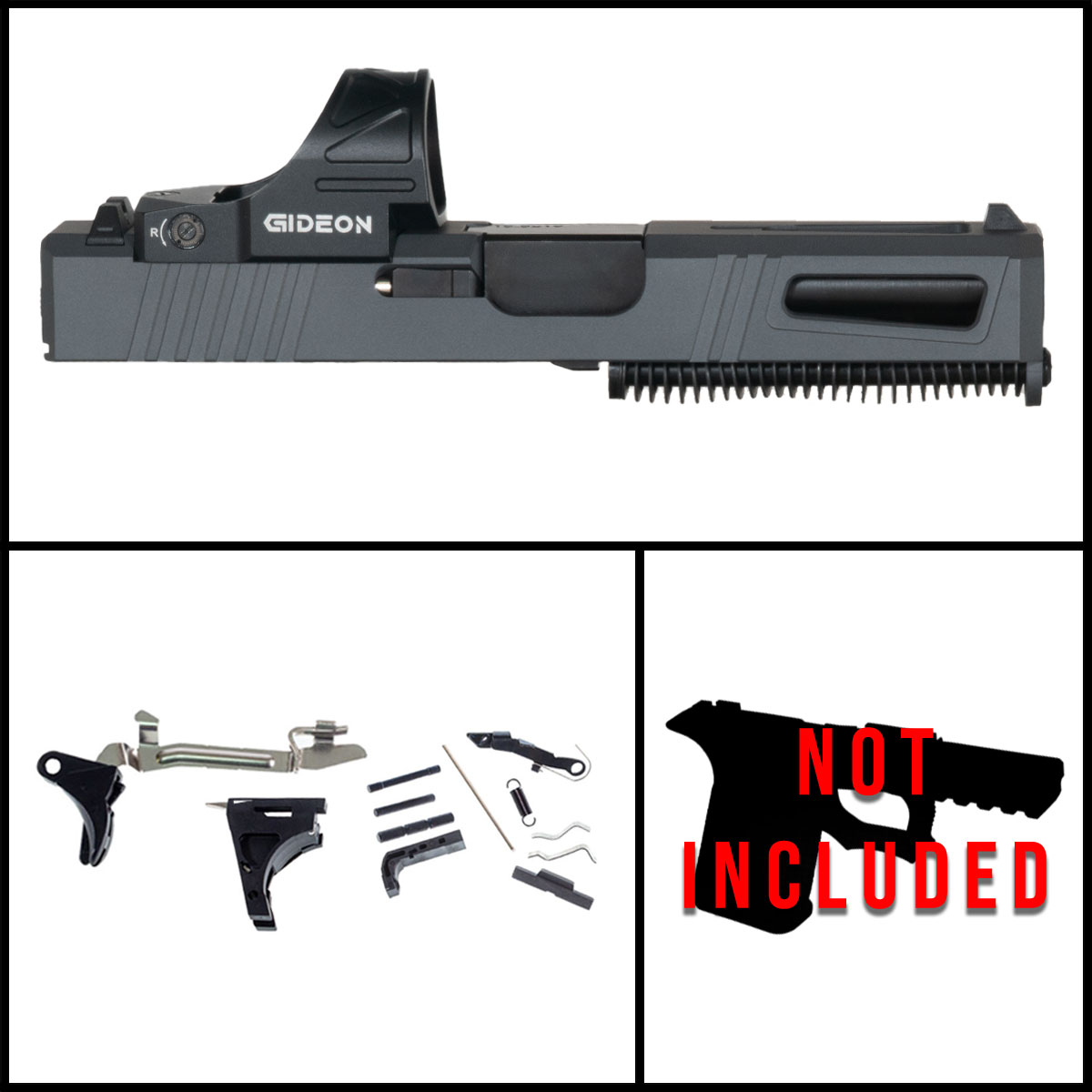 DTT Stiffler MFG Noble Shadow Glock 19 Compatible Full Pistol Build Kit (Everything Minus Frame) ft. Gideon Optics Omega (SRO Compatible) Single Red Dot