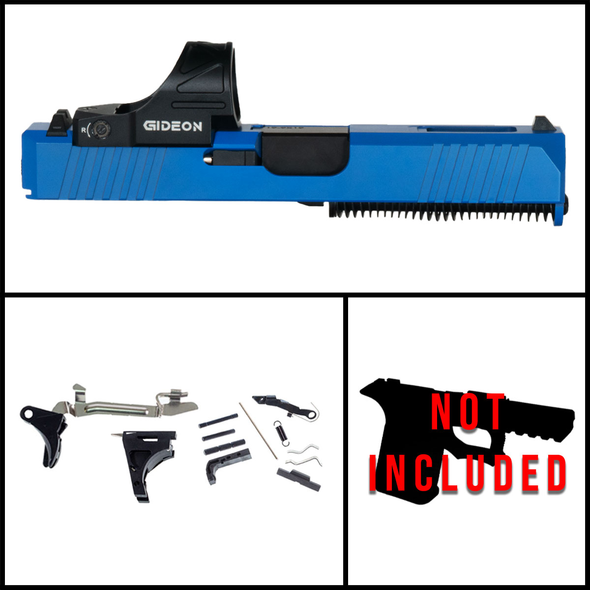 DTT Stiffler MFG Deep Current Glock 19 Compatible Full Pistol Build Kit (Everything Minus Frame) w/ Gideon Optics Omega (SRO Compatible) Single Red Dot