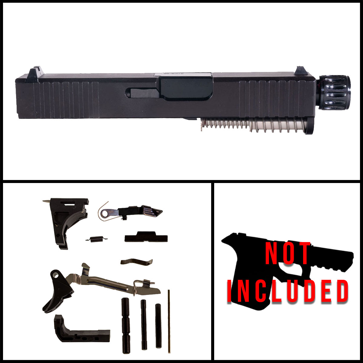 DTT 'Snub Nose' 9mm Full Pistol Build Kit (Everything Minus Frame) - Glock 26 Gen 1-2 Compatible