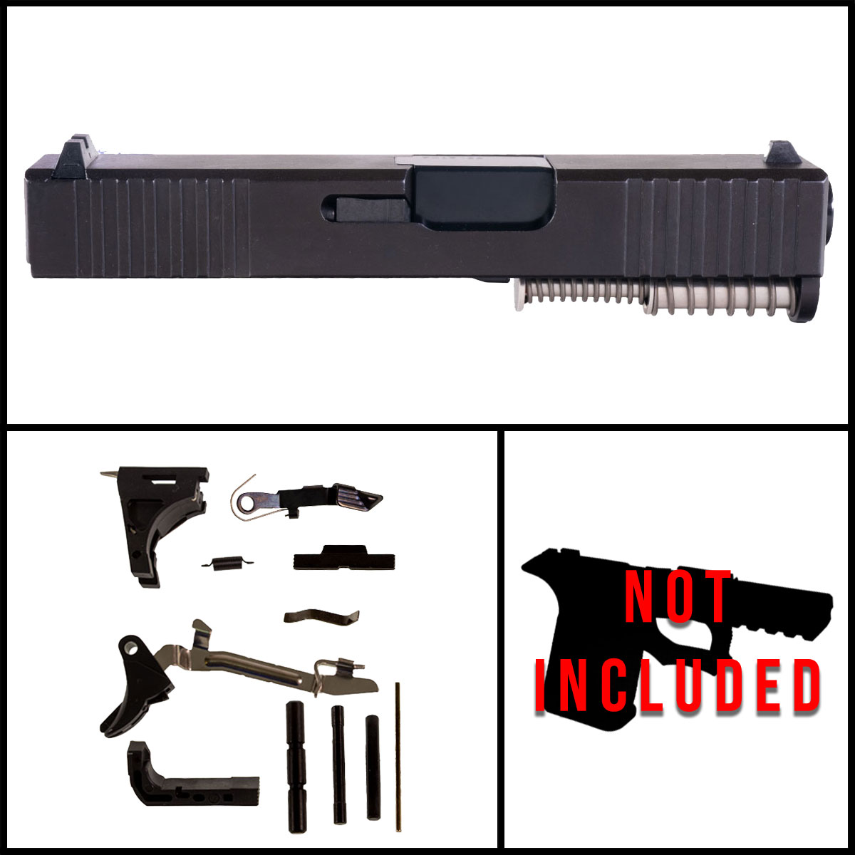 DTT 'Burly' 9mm Full Pistol Build Kit (Everything Minus Frame) - Glock 26 Gen 1-2 Compatible