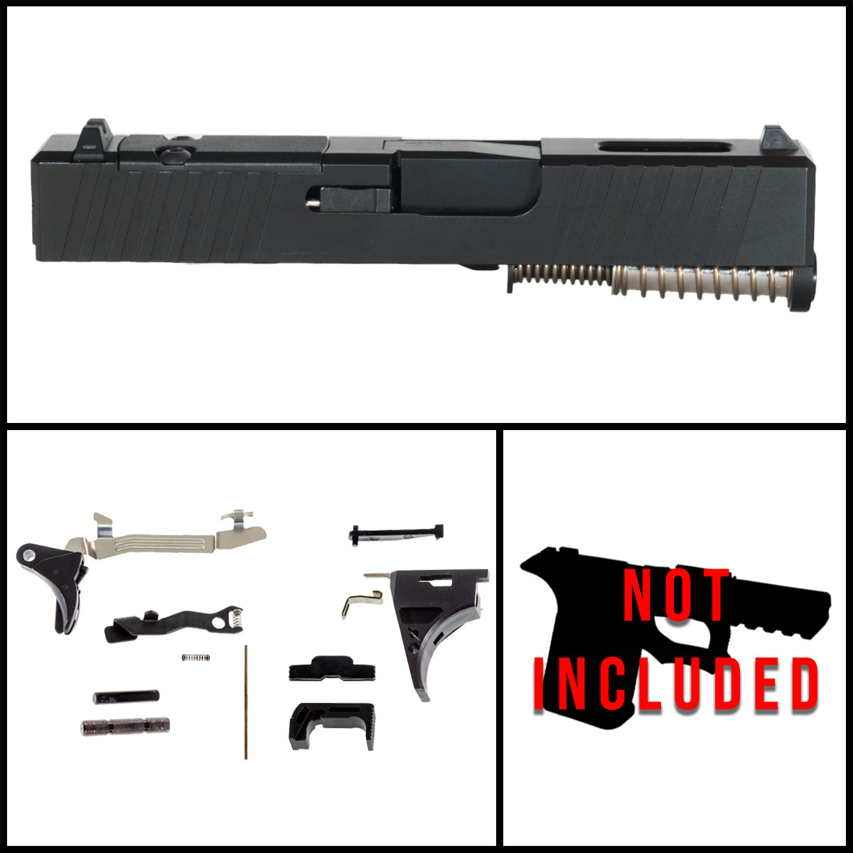DTT Customs Ravenskull Glock Compatible G43 Full Pistol Build Kit (Everything Minus Frame)
