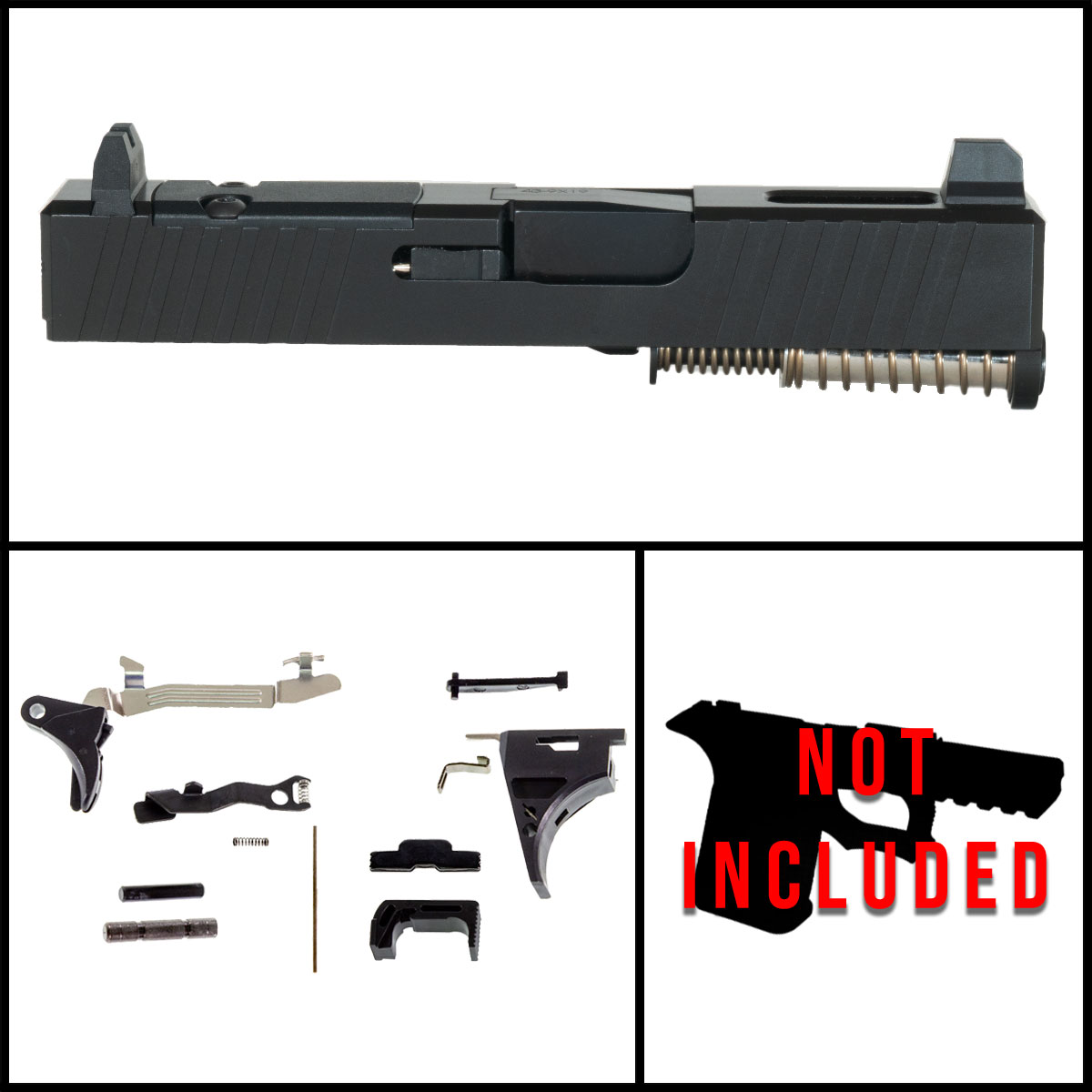 DTT Customs Ravenskull (Suppressor Height Ready) Glock Compatible G43 Full Pistol Build Kit (Everything Minus Frame)