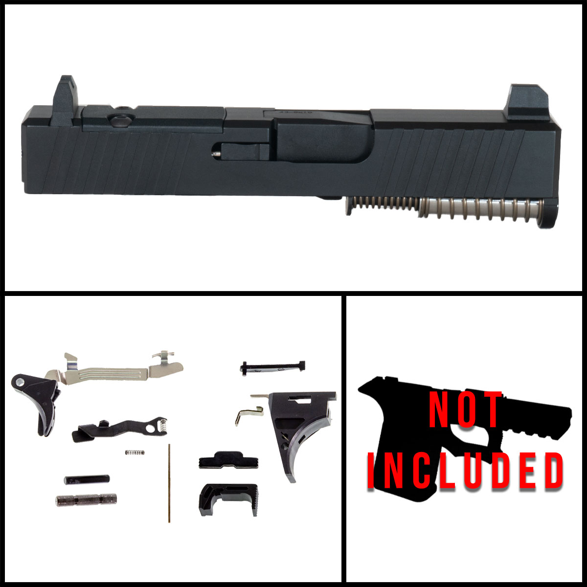 DTT Customs Doctor's Orders (Suppressor Height Ready) Glock Compatible G43 Full Pistol Build Kit (Everything Minus Frame)