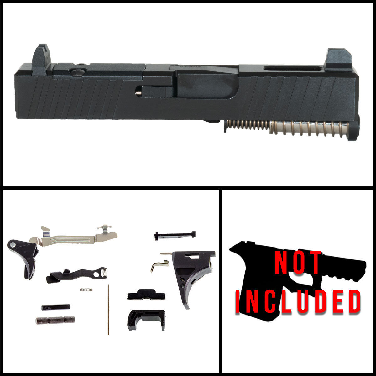 DTT Customs Ghost Stinger (Suppressor Height Ready) Glock Compatible G43 Full Pistol Build Kit (Everything Minus Frame)