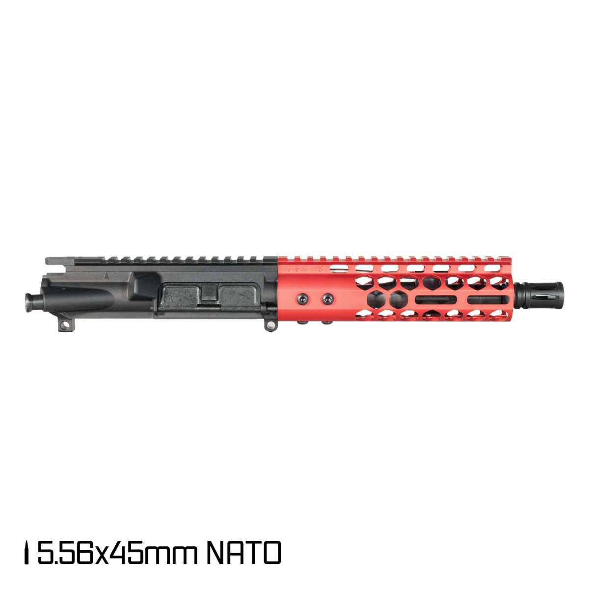 Davidson Defense Lightshow Anodized Red 7.5-inch Pistol-Gas 1:7 5.56 NATO AR-15 Freefloat M-Lok Handguard Pistol Upper Build Kit