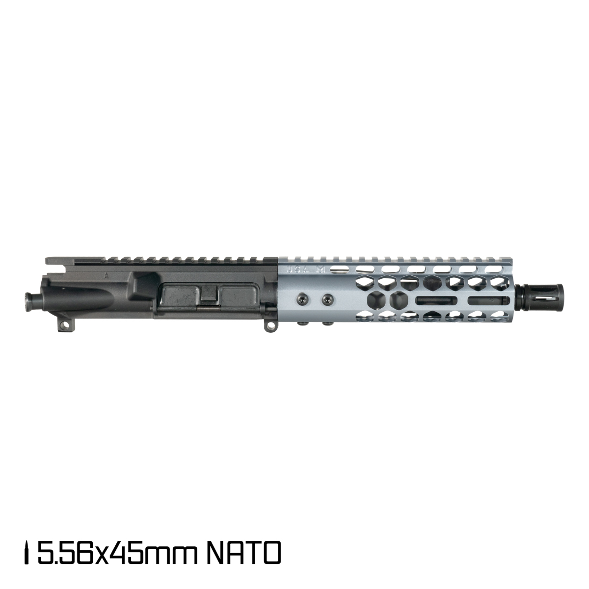 Davidson Defense Lightshow Anodized Grey 7.5-inch Pistol-Gas 1:7 5.56 NATO AR-15 Freefloat M-Lok Handguard Pistol Upper Build Kit