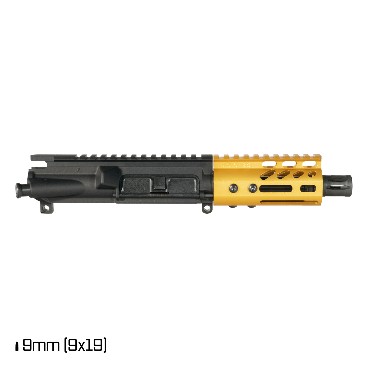 Davidson Defense Lightshow ll Anodized Gold 4.5-inch 1:10 9MM AR-9 Freefloat M-Lok Handguard Pistol Upper Build Kit