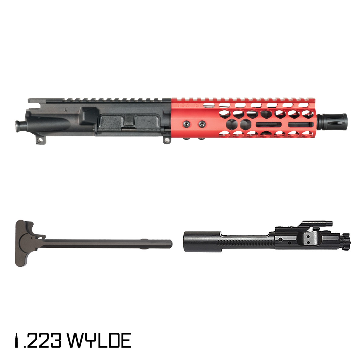 Davidson Defense Lightshow Anodized Red 7.5-inch Pistol-Gas 1:7 .223 Wylde AR-15 Freefloat M-Lok Handguard Pistol Complete Upper Build