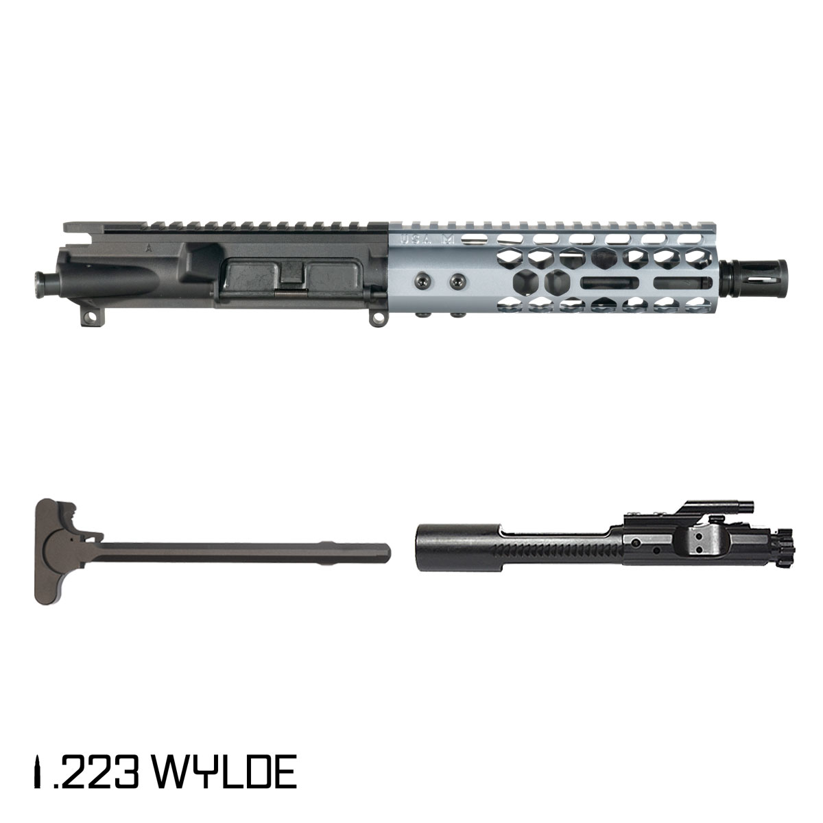 Davidson Defense Lightshow Anodized Grey 7.5-inch Pistol-Gas 1:7 .223 Wylde AR-15 Freefloat M-Lok Handguard Pistol Complete Upper Build