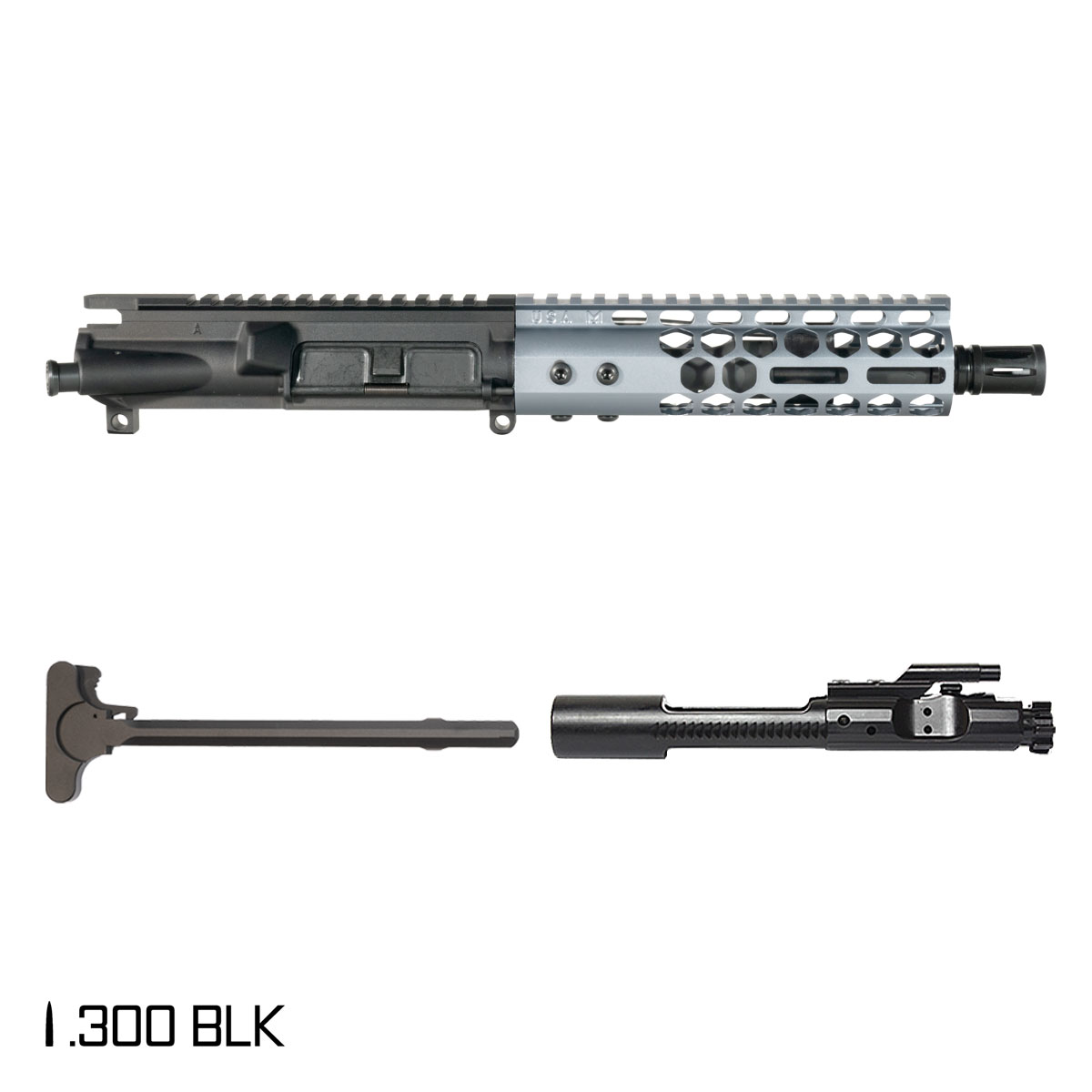 Davidson Defense Lightshow Anodized Grey 7.5-inch Pistol-Gas 1:8 .300 BLK AR-15 Freefloat M-Lok Handguard Pistol Complete Upper Build