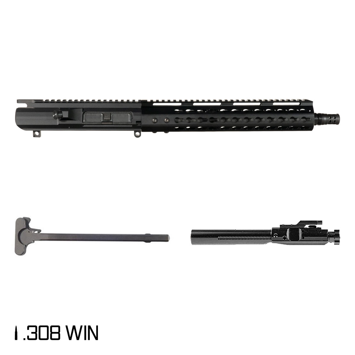 Davidson Defense Warden 12.5-inch Pistol-Gas 1:10 308 AR-10 Freefloat KeyMod Handguard Pistol Complete Upper Build, Plan B Muzzle Radial Hole Brake