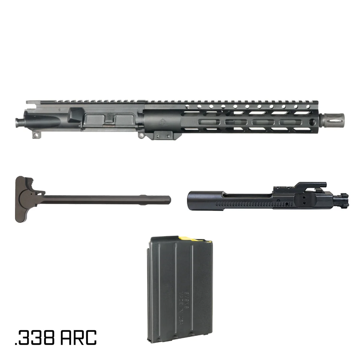 Davidson Defense High Orbit 10.5-inch Pistol-Gas 1:8 .338 ARC AR-15 Freefloat M-Lok Handguard Pistol Complete Upper Build, DuraMag SS 10 Round Magazine
