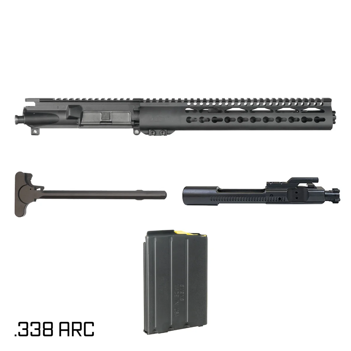 Davidson Defense Warden Enforcer 10.5-inch Pistol-Gas 1:8 .338 ARC AR-15 Freefloat Keymod Handguard Pistol Complete Upper Build, DuraMag SS 10 Round Magazine