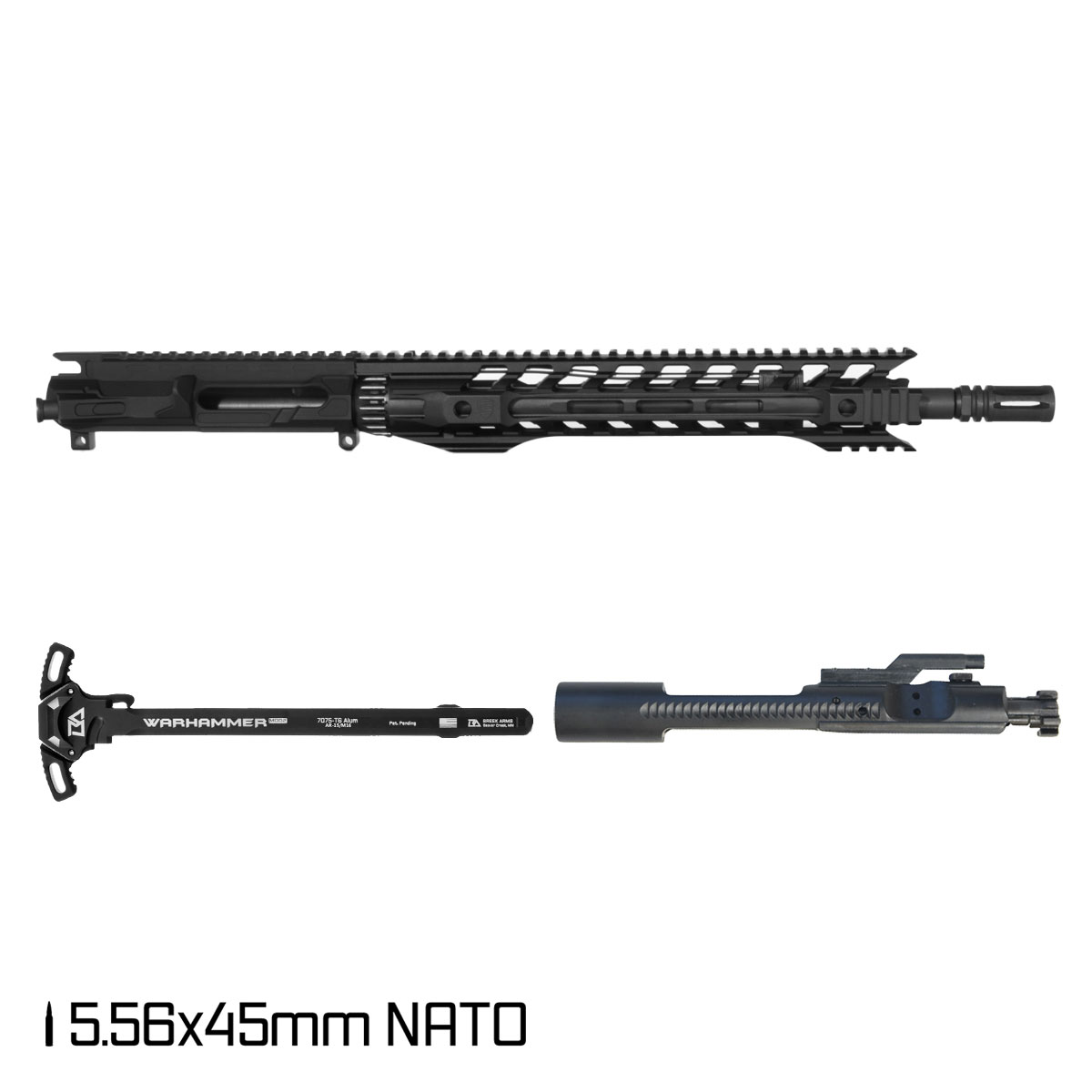 DTT Steiner 14.5-inch Mid-Gas 1:7 5.56 NATO AR-15 Freefloat M-Lok Handguard Pistol Complete Upper, Pin & Weld Ready
