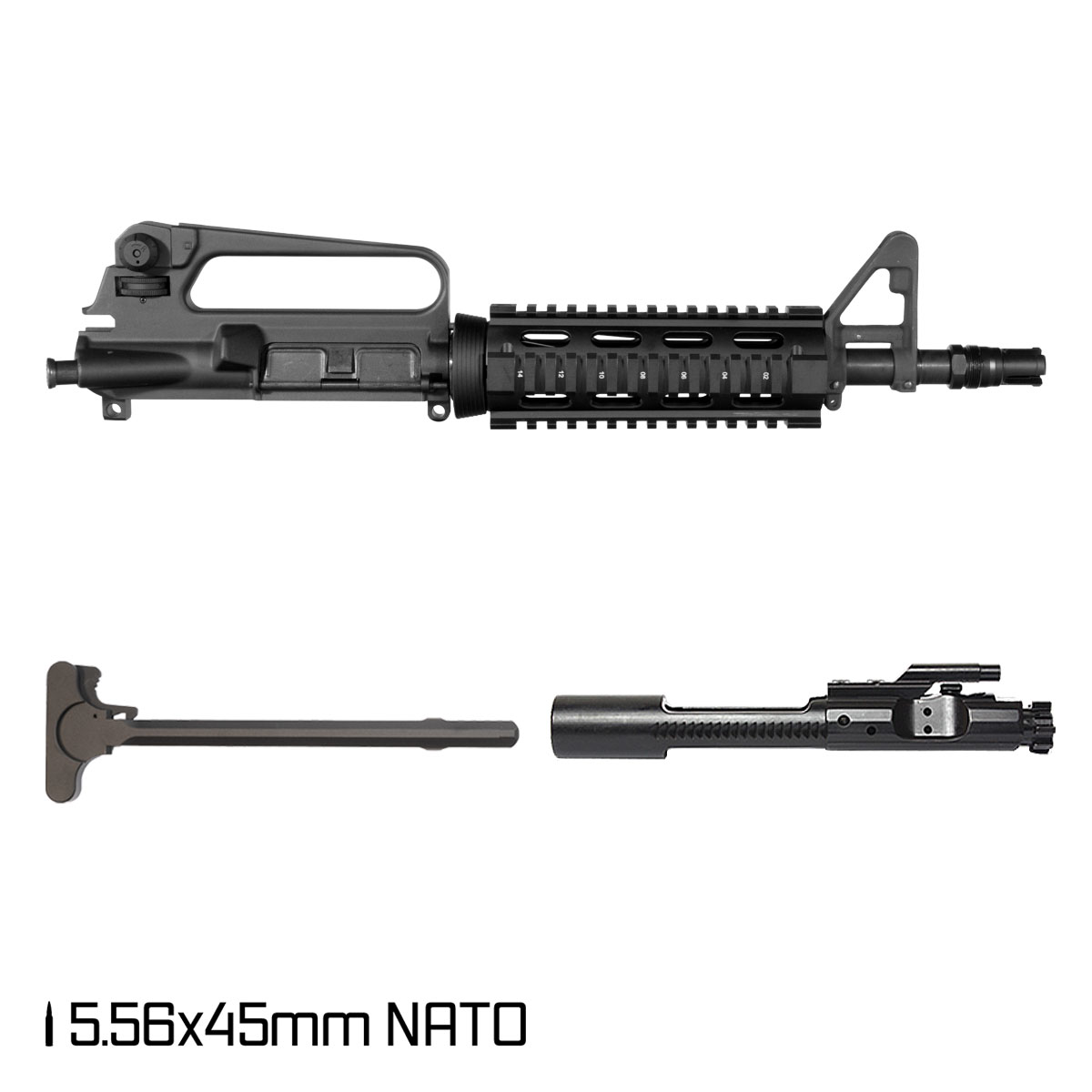 Davidson Defense Silent Commando 10.5-inch 5.56 NATO AR-15 Drop-In Quad-Rail Pistol Complete Upper Build, Plan B Trident Flash Hider