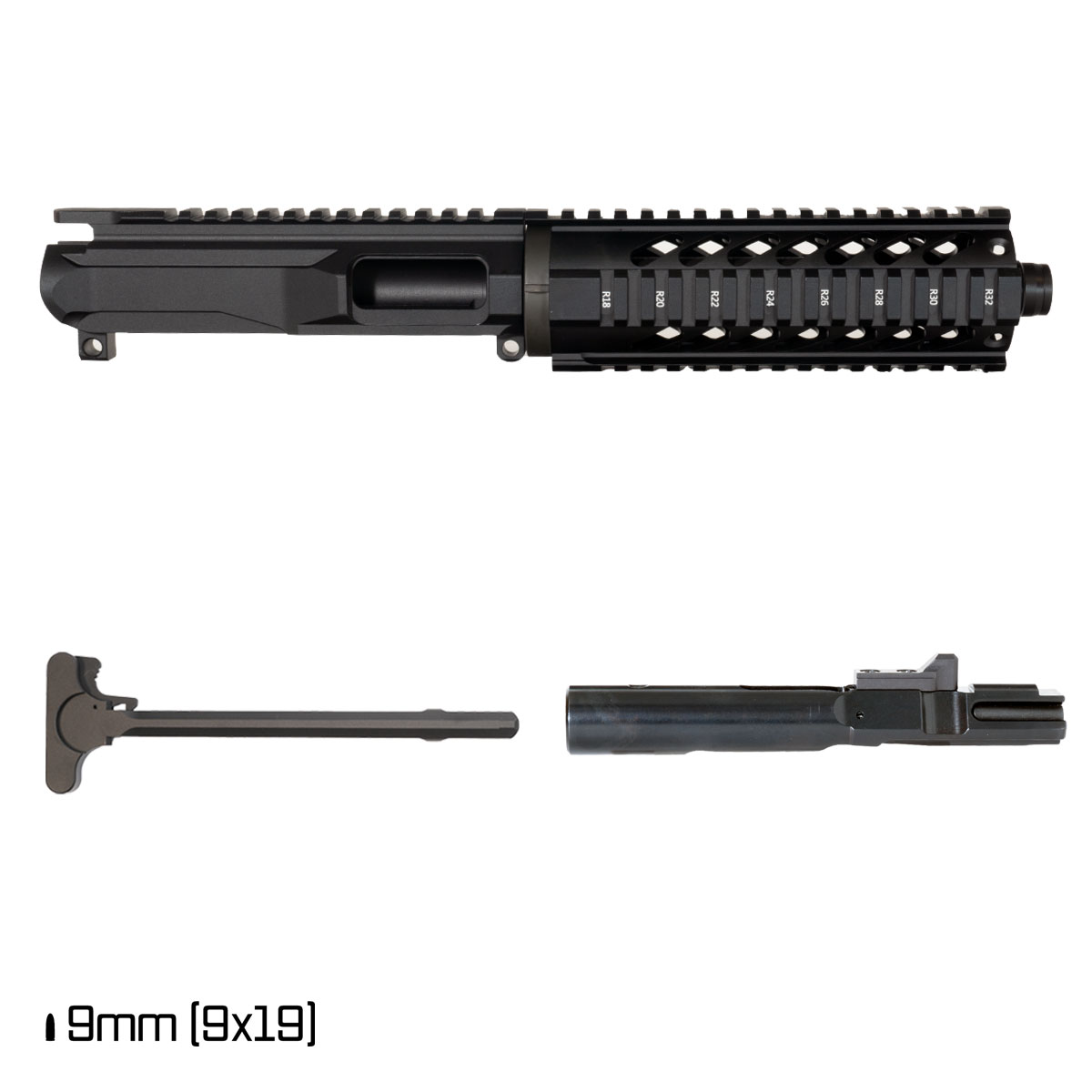 Davidson Defense Treat Yo'self 7.5-inch 1:10 9MM AR-9 Freefloat Quad-Rail Handguard Pistol Complete Upper, Plan B Universal Muzzle Device