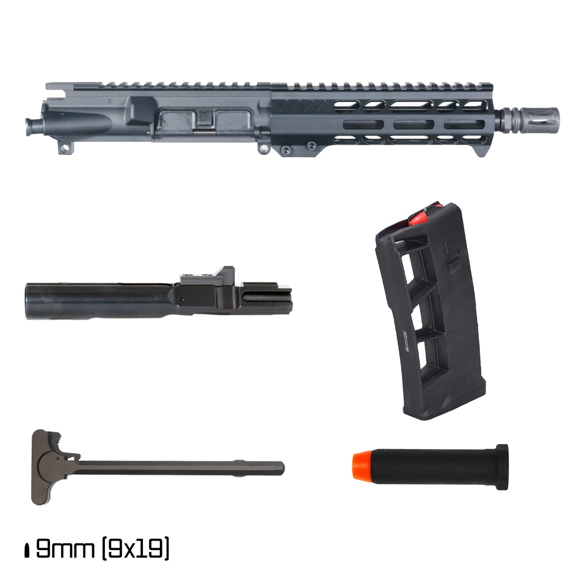 Davidson Defense Recursion 8.3-inch 1:10 9MM AR-15 Freefloat M-Lok Handguard Pistol Complete Upper Build, 9mm 5.5 oz Buffer, ExoMag 20 Round Magazine