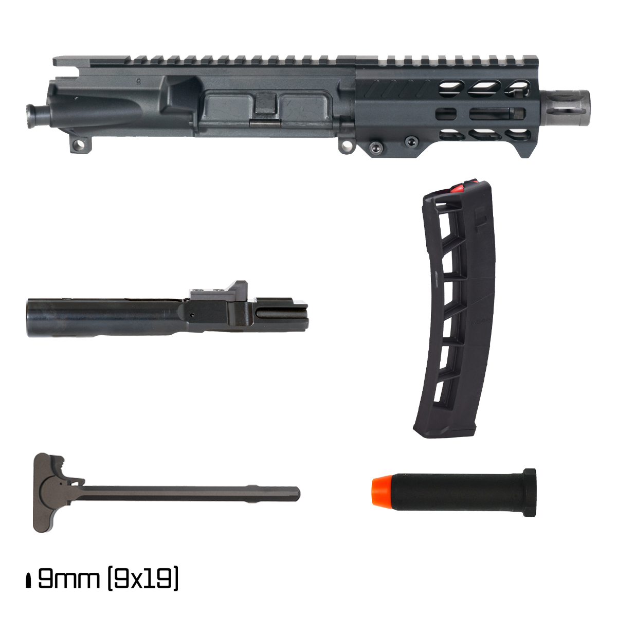 Davison Defense Harddeck 4.5-inch 1:10 9MM AR-9 Freefloat M-Lok Handguard Pistol Complete Upper Build, 9mm 5.5 oz Buffer, ExoMag 40 Round Magazine