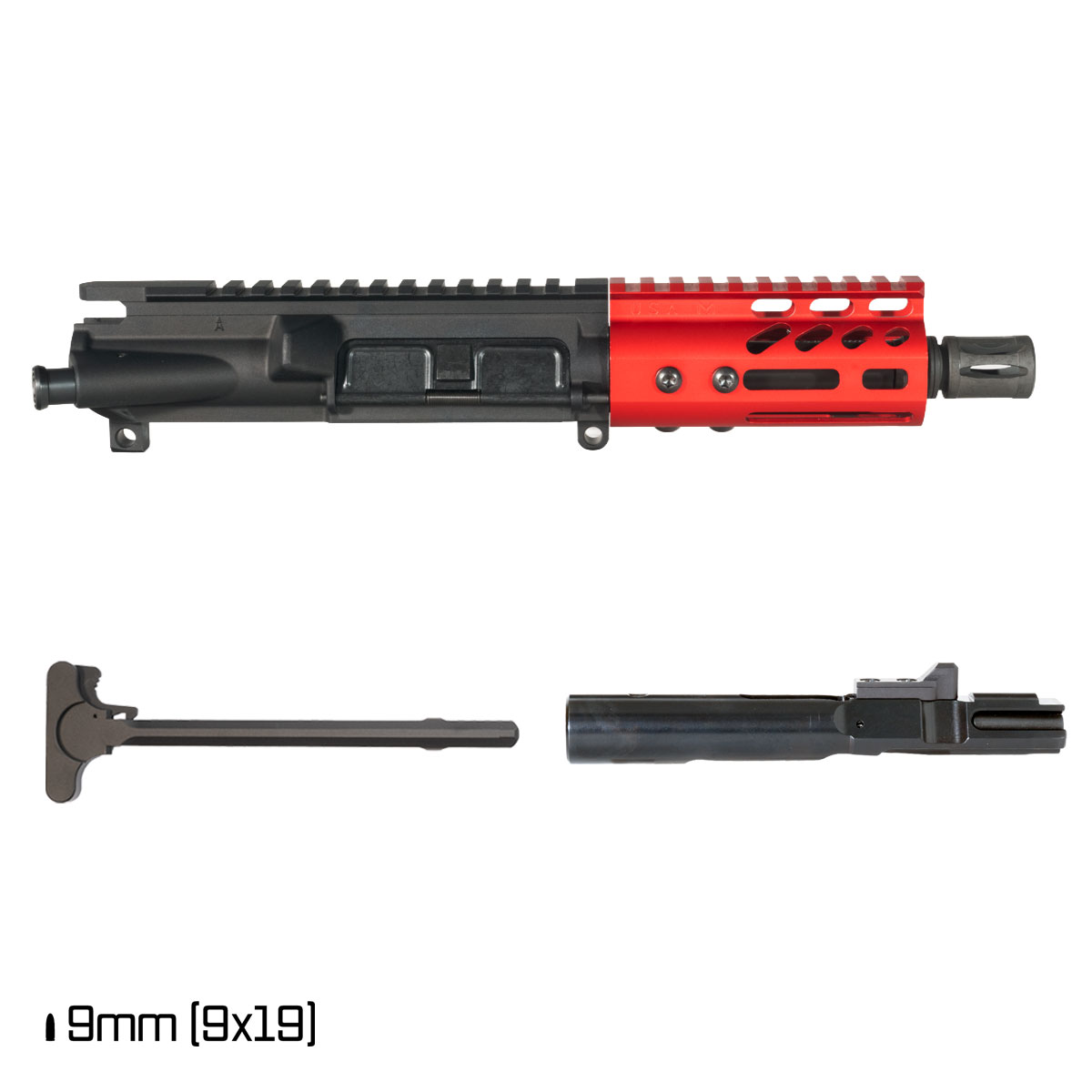 Davidson Defense Lightshow Anodized Red 5-inch 1:10 9MM AR-9 Freefloat M-Lok Handguard Pistol Complete Upper Build