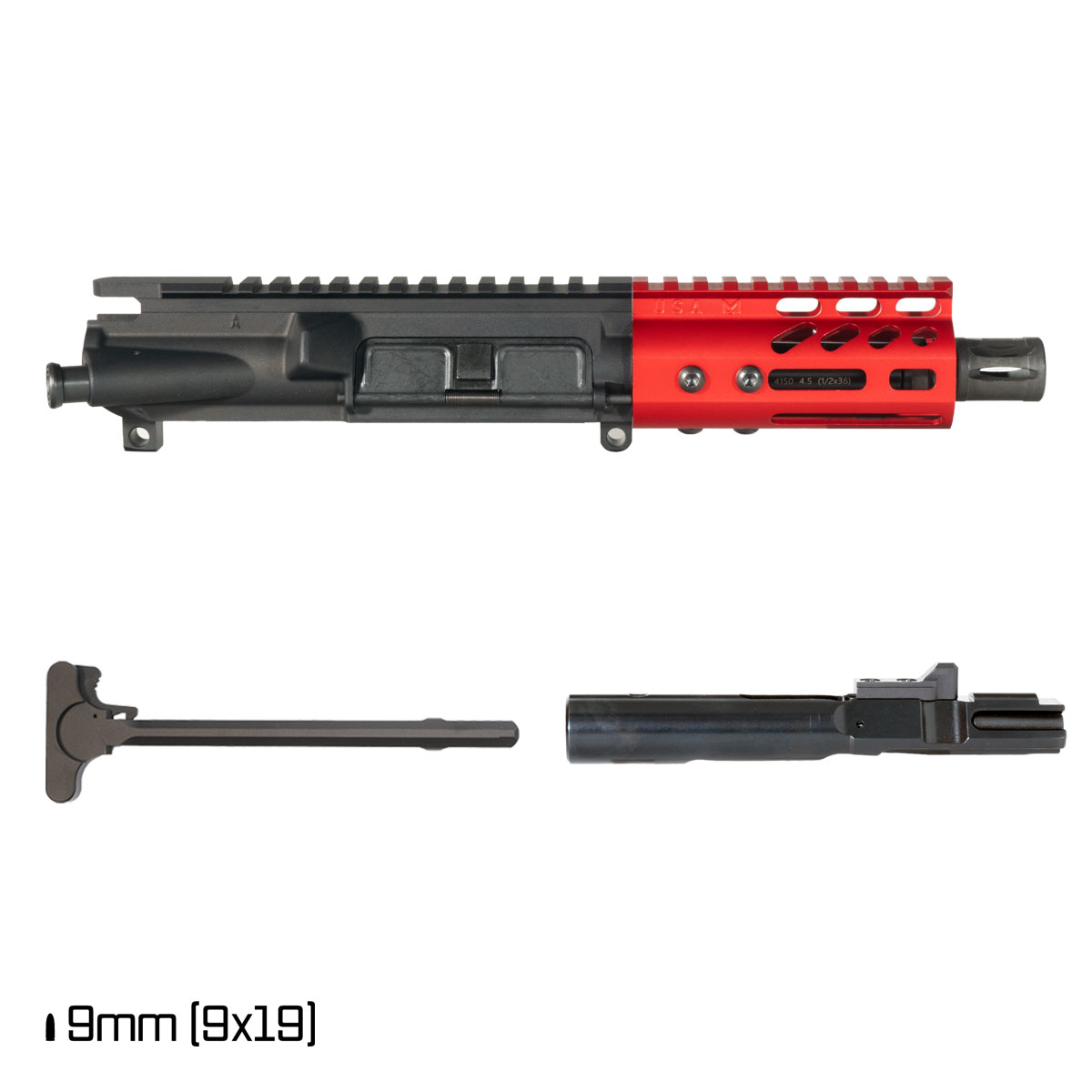 Davidson Defense Lightshow Anodized Red 4.5-inch 1:10 9MM AR-9 Freefloat M-Lok Handguard Pistol Complete Upper Build