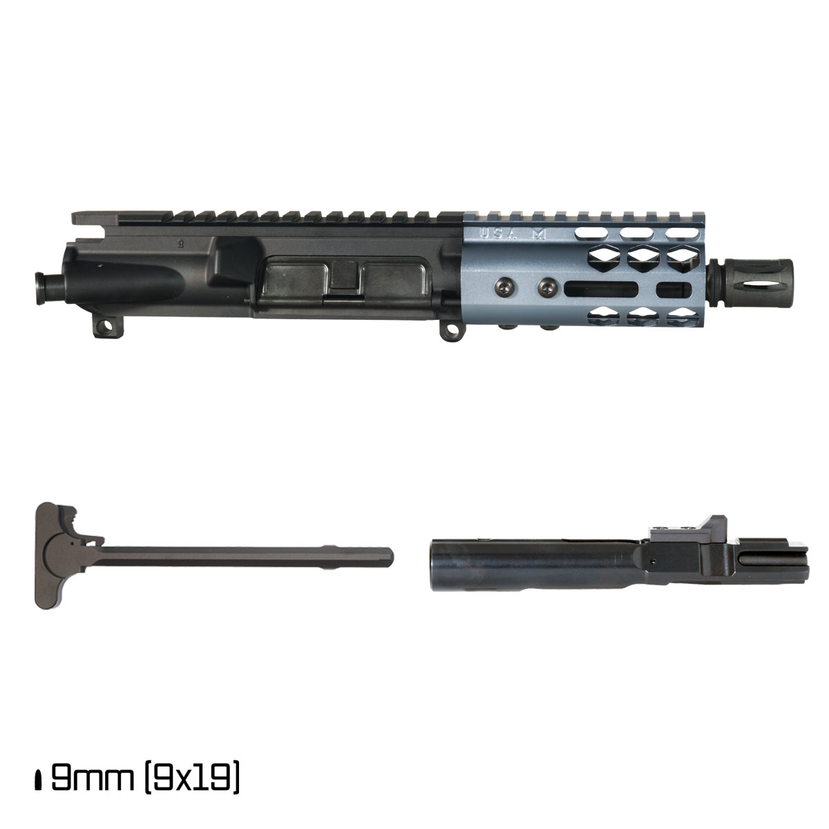 Davidson Defense Lightshow Anodized Grey 5-inch 1:10 9MM AR-9 Freefloat M-Lok Handguard Pistol Complete Upper Build