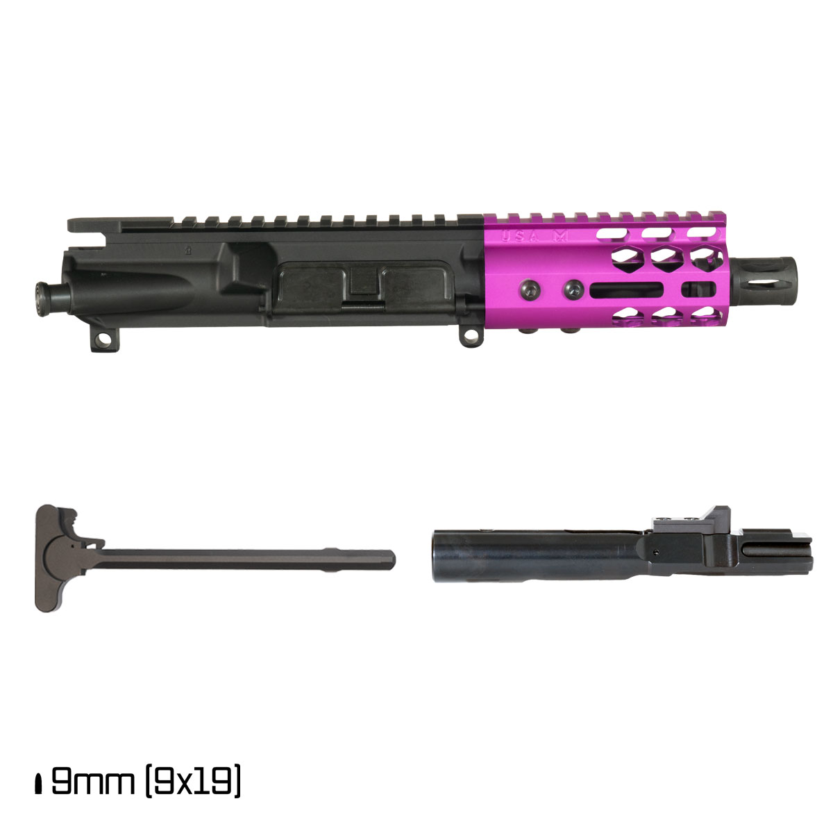 Davidson Defense Lightshow Anodized Purple 4.5-inch 1:10 9MM AR-9 Freefloat M-Lok Handguard Pistol Complete Upper Build
