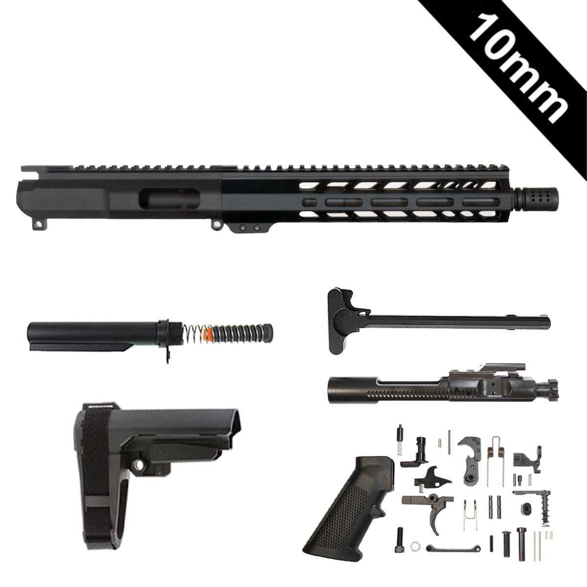 Davidson Defense Reign w/SBA3 Brace 10.5-inch AR-15 10MM Pistol Full Build Kit