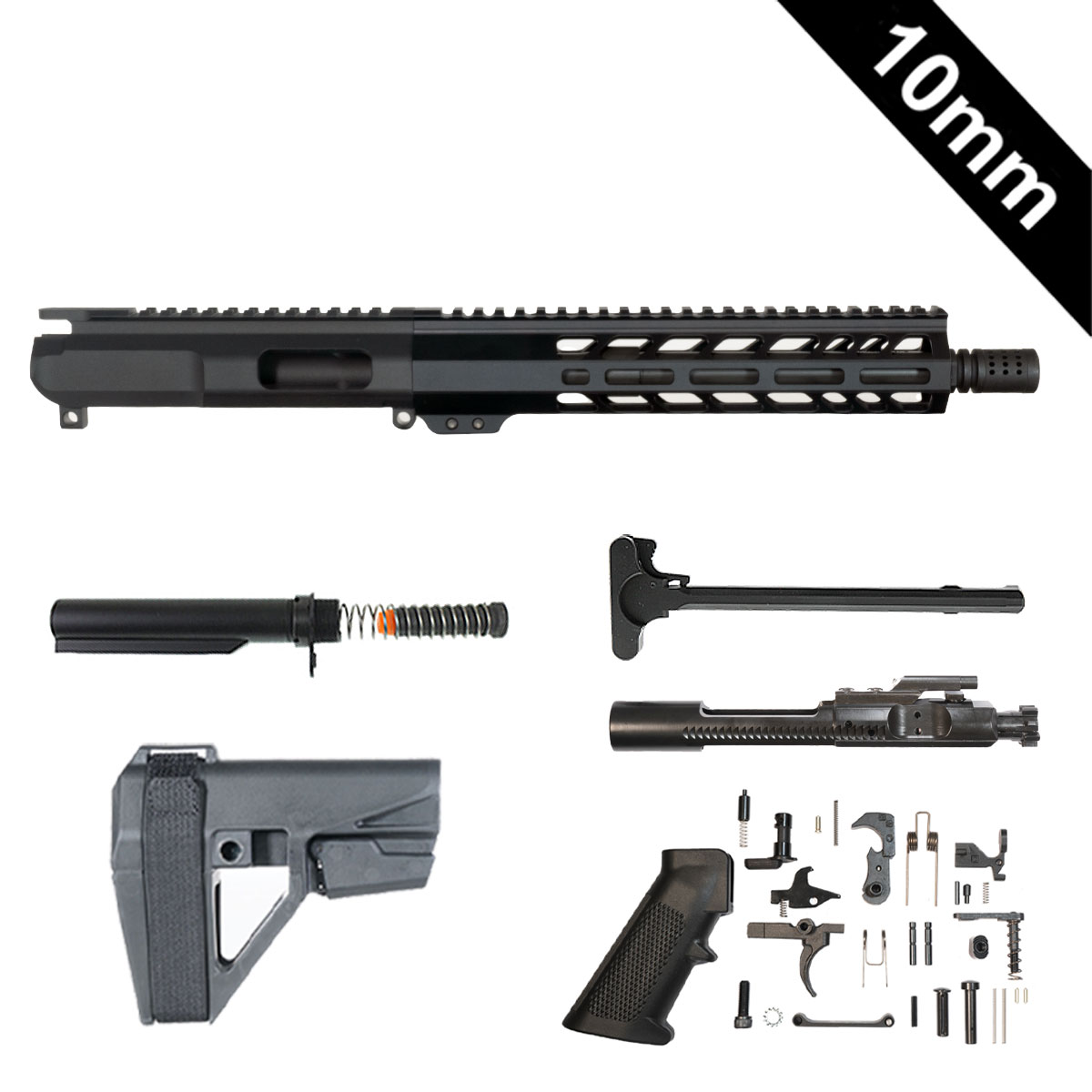 Davidson Defense Reign w/SBA5 Brace 10.5-inch AR-15 10MM Pistol Full Build Kit