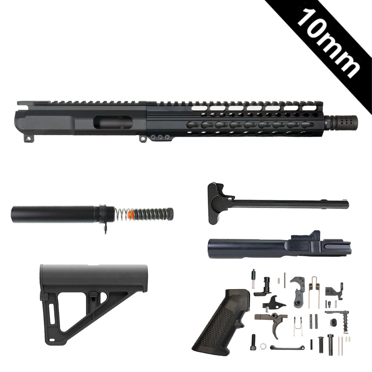 Davidson Defense Wolfpack w/Magpul BTR Pistol Brace 10.5-inch AR-15 10MM Pistol Full Build Kit