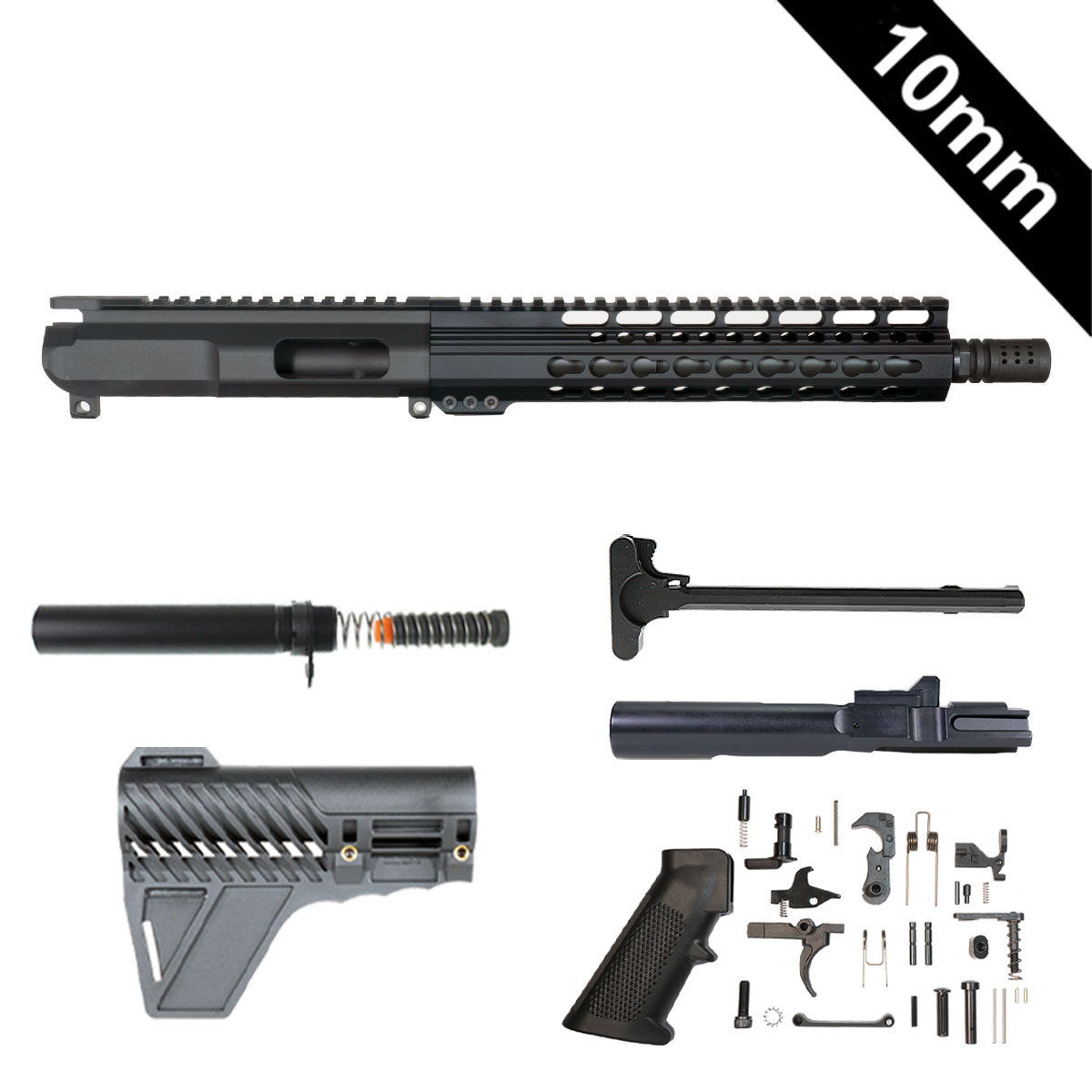 Davidson Defense Wolfpack w/Gauntlet Arms Brace 10.5-inch AR-15 10MM Pistol Full Build Kit
